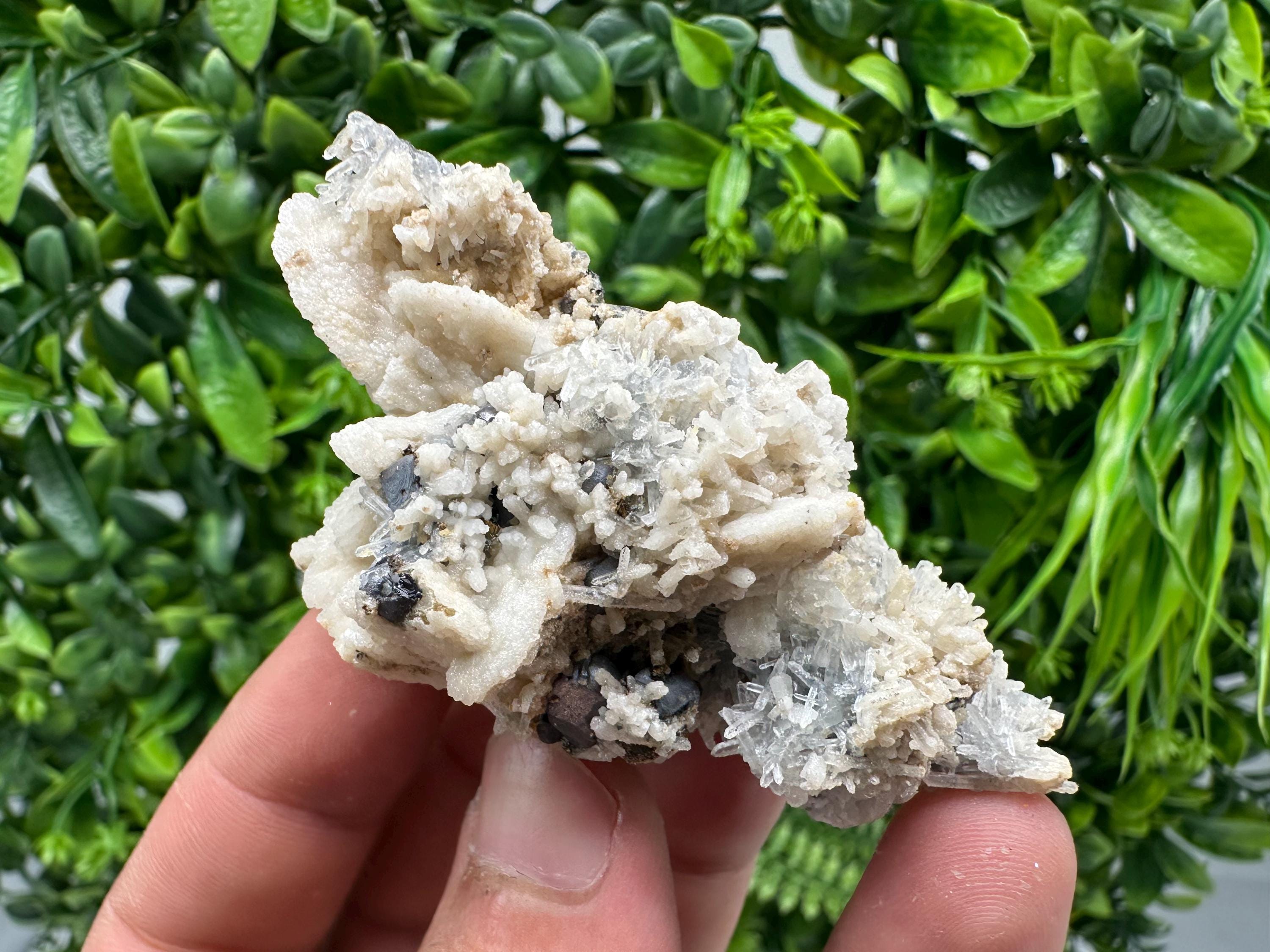 Calcite Galena Quartz Mineral Specimen, Madan Bulgaria Crystal Decor