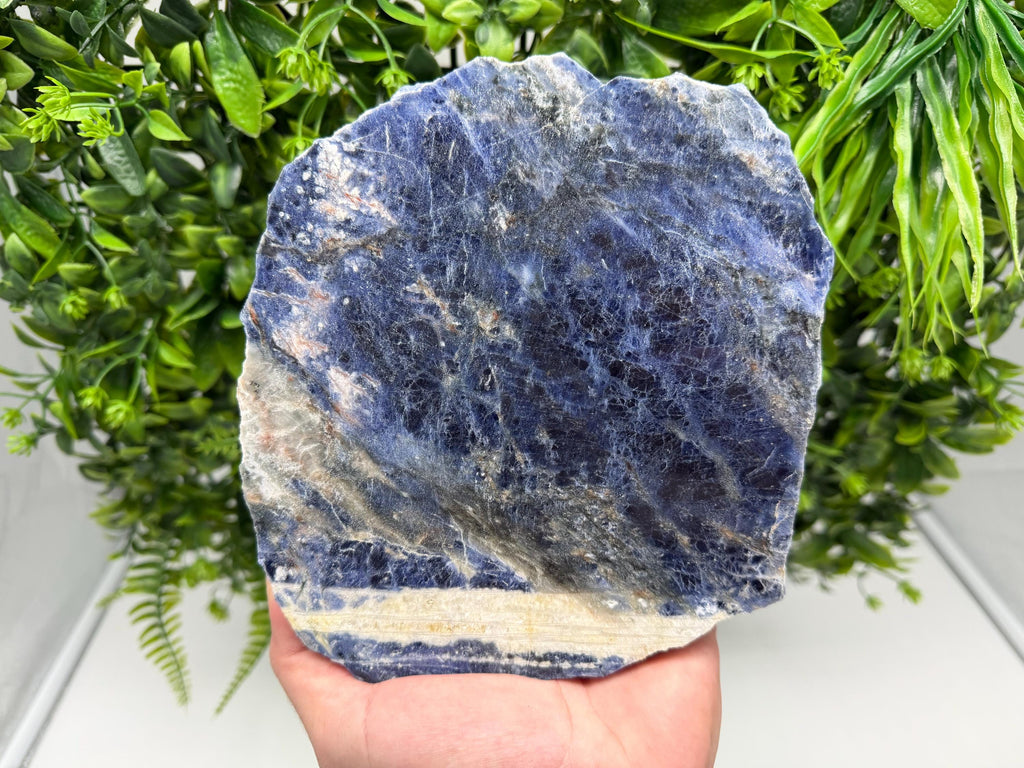 Polished Natural Sodalite Slice – Deep Blue Crystal Slab for Decor
