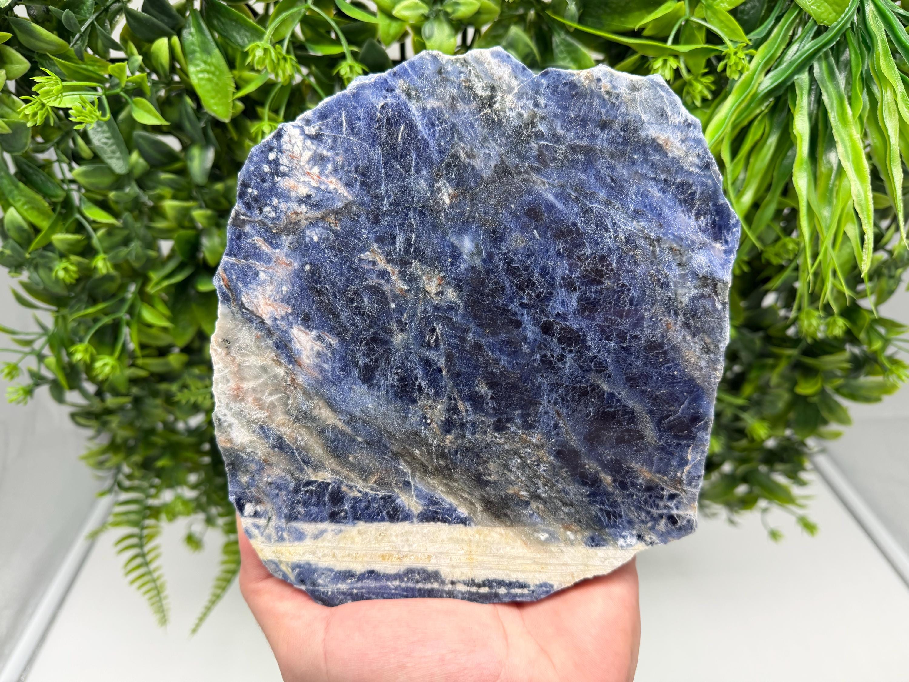 Polished Natural Sodalite Slice – Deep Blue Crystal Slab for Decor