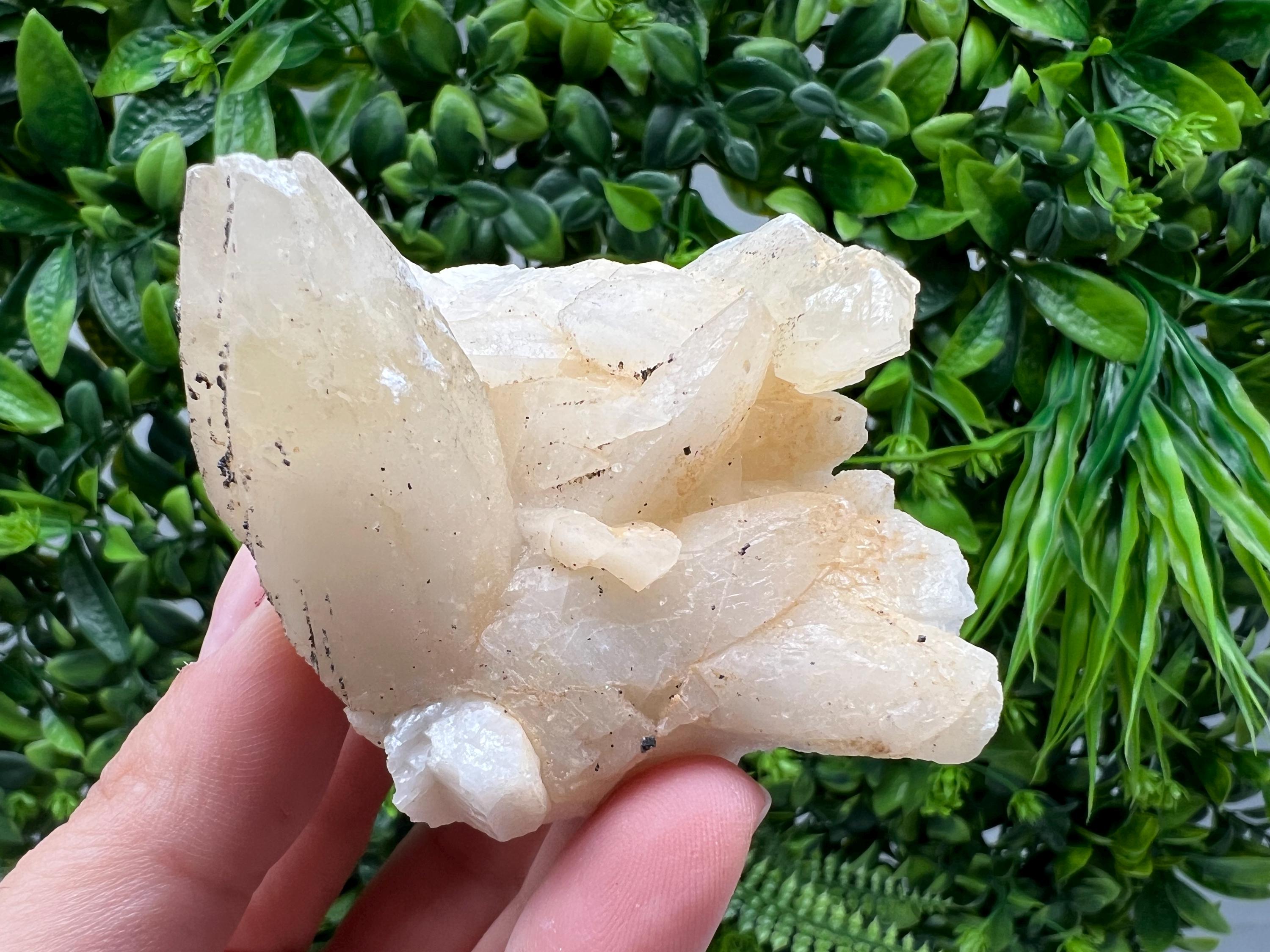Calcite on Green Quartz Cluster, Djurcovo Mine, Bulgaria