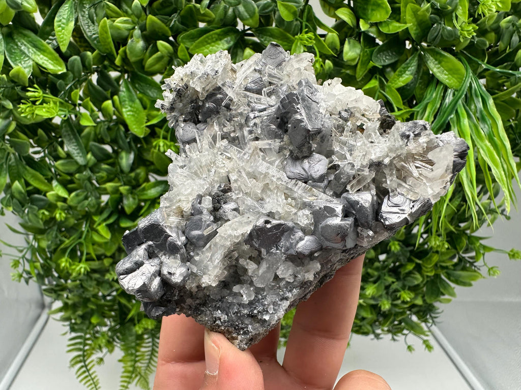 Amazing Galena spinel law on Quartz whit Siderite,from Krushev dol mine,Bulgaria,natural,collection mineral specimen,home decor crystal,souv