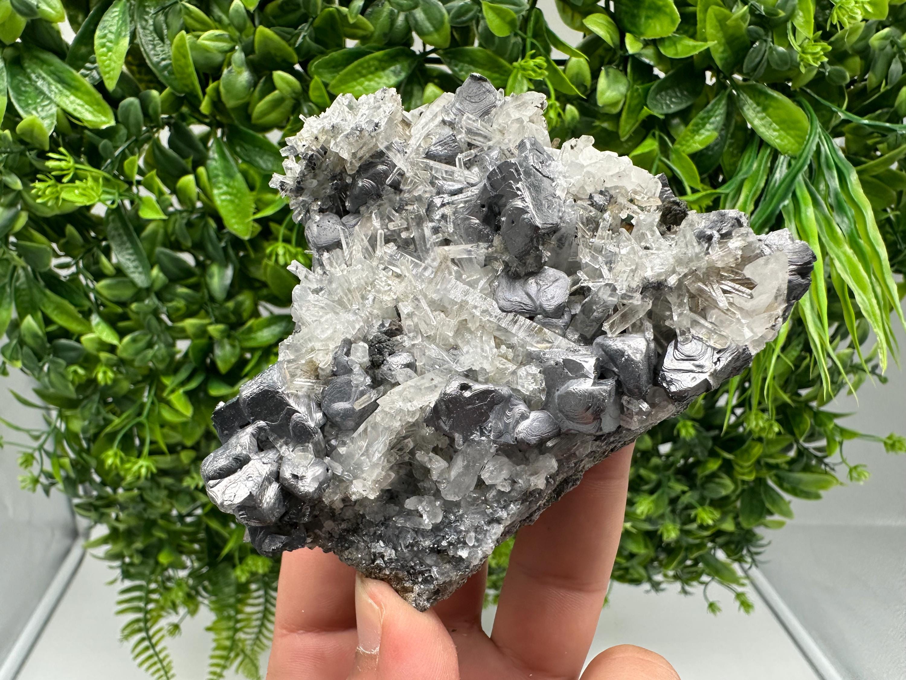 Amazing Galena spinel law on Quartz whit Siderite,from Krushev dol mine,Bulgaria,natural,collection mineral specimen,home decor crystal,souv