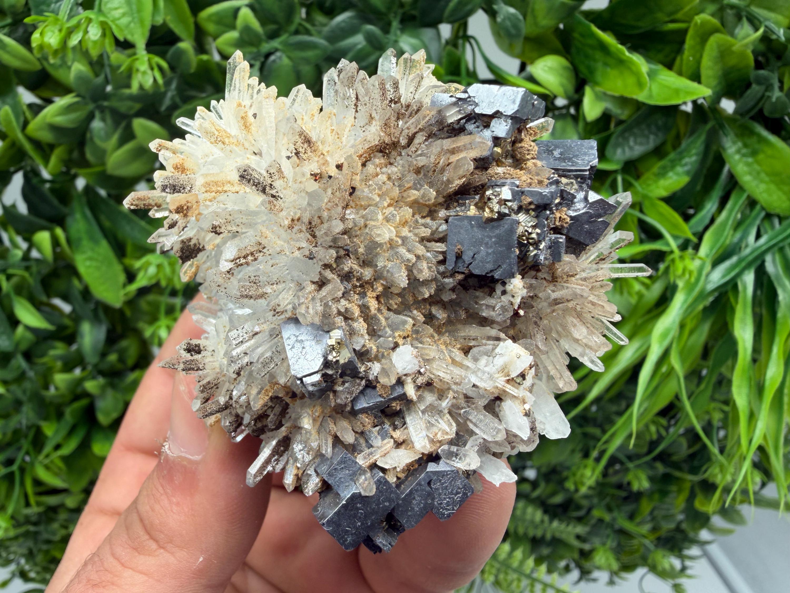 Stunning Galena,Sphalerite on Quartz whit Siderite from 9 th September mine,Madan,Bulgaria,Natural,collectible mineral specimen,home decor