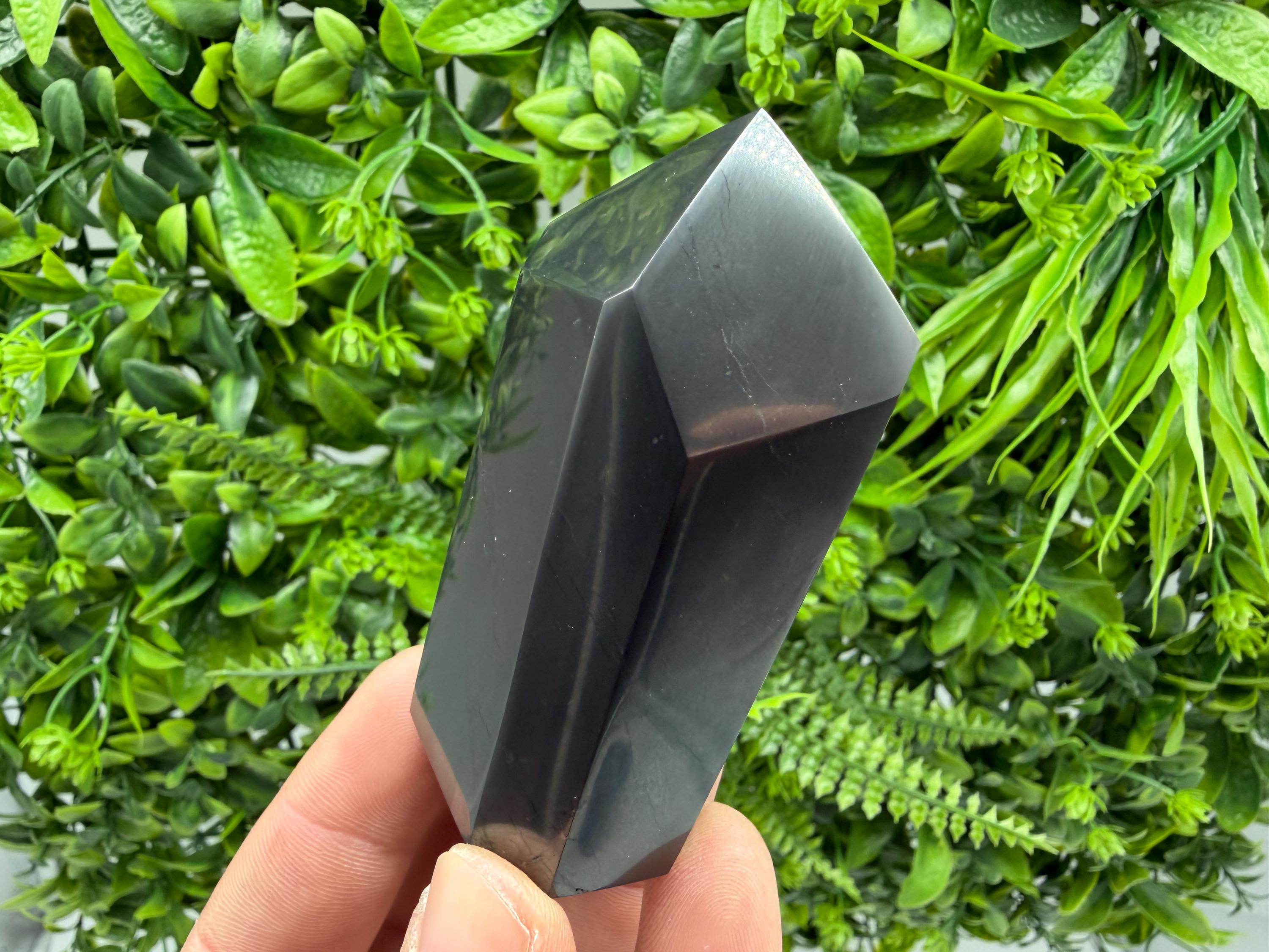 Shungite Tower,free form Shungite point EMF Neutralizer Stone, Crystal Decor, 7cm