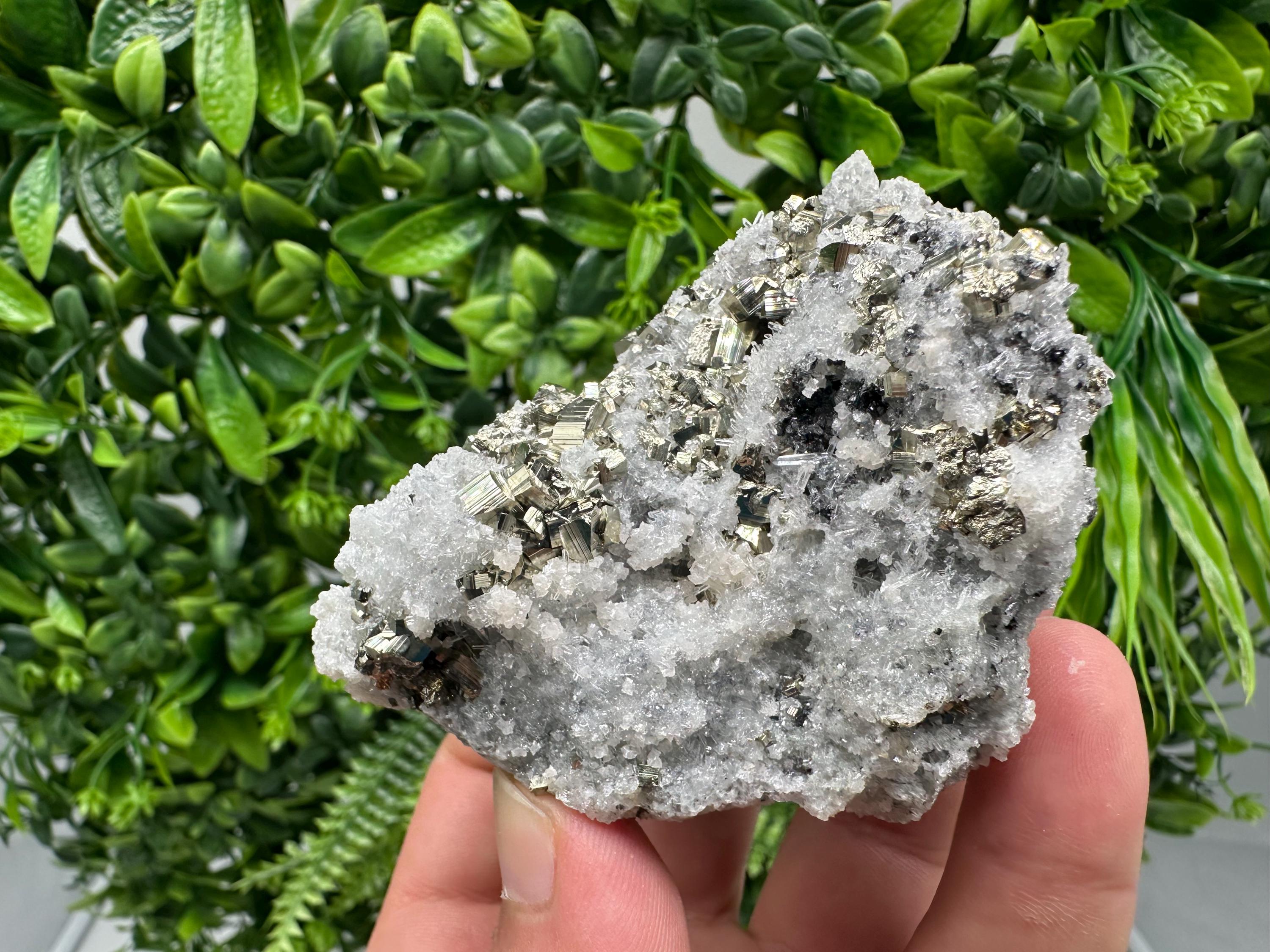 Stunning Pyrite on Quartz,Calcite from Borieva mine,Madan,Bulgaria,natural,collectible mineral specimen,home decor stone,collection crystal