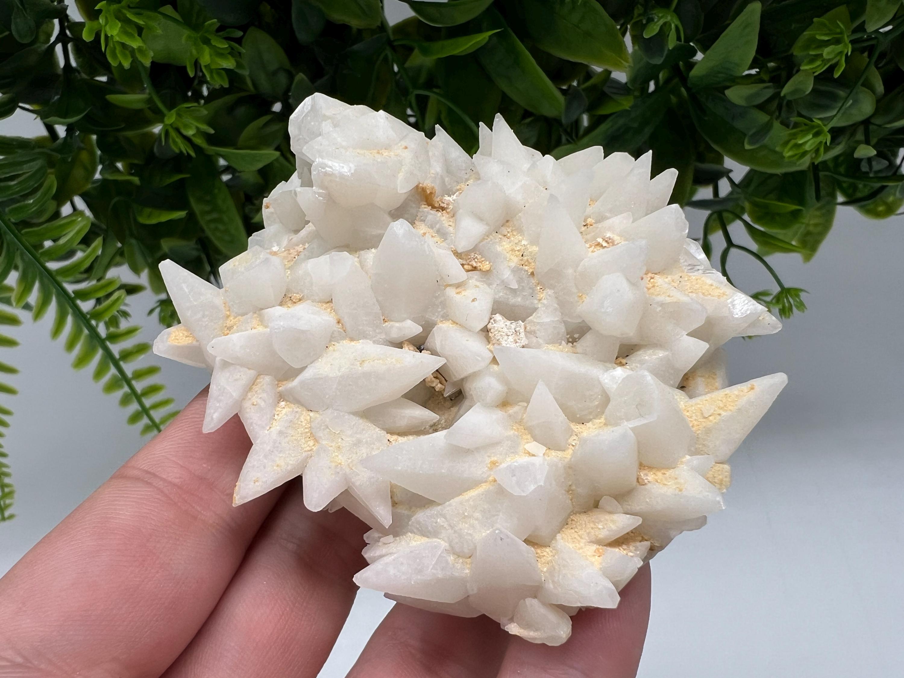 Calcite on Green Quartz: Djurcovo Mine, Bulgaria Healing Crystal