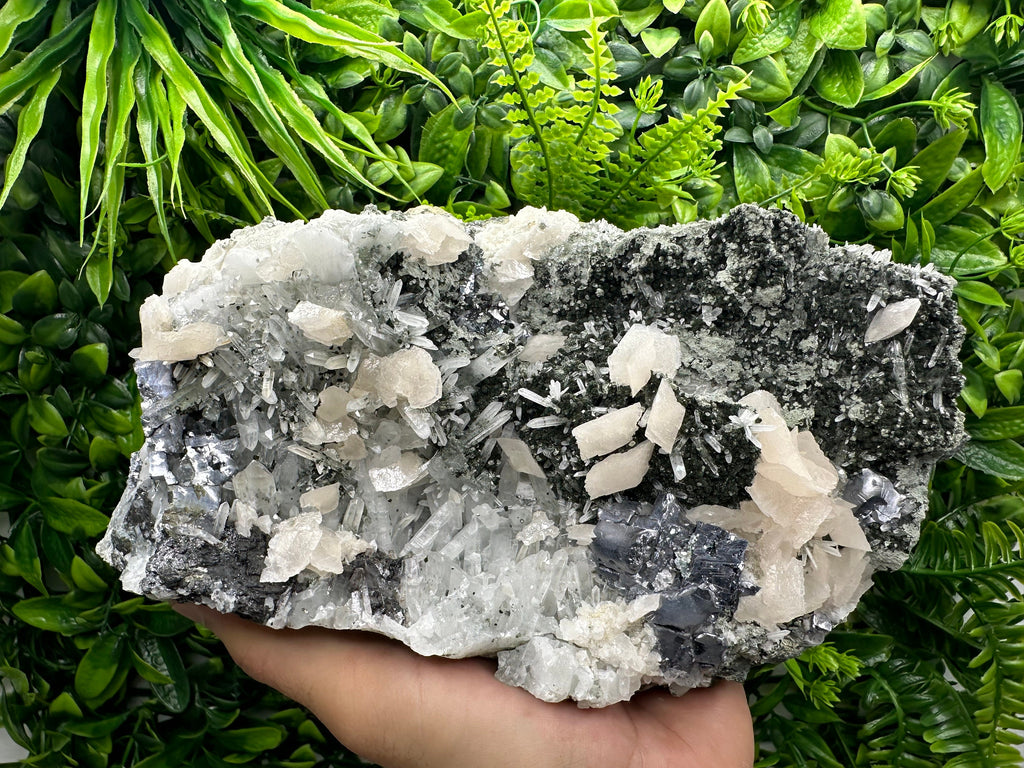 Galena Sphalerite Calcite on Quartz, Bulgaria Mineral Specimen
