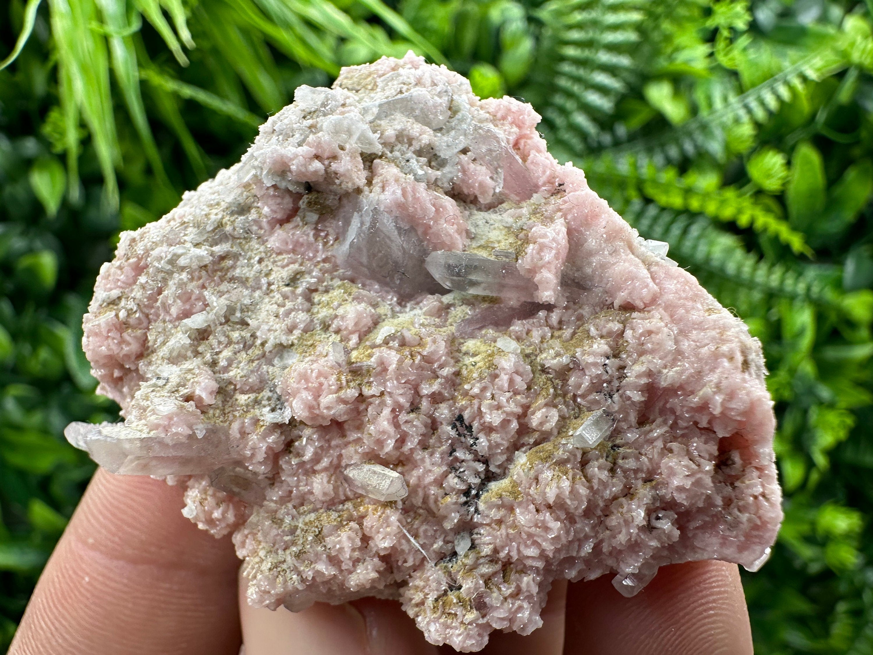 Rhodochrosite with Quartz Crystals, Starnica Mine, Bulgaria