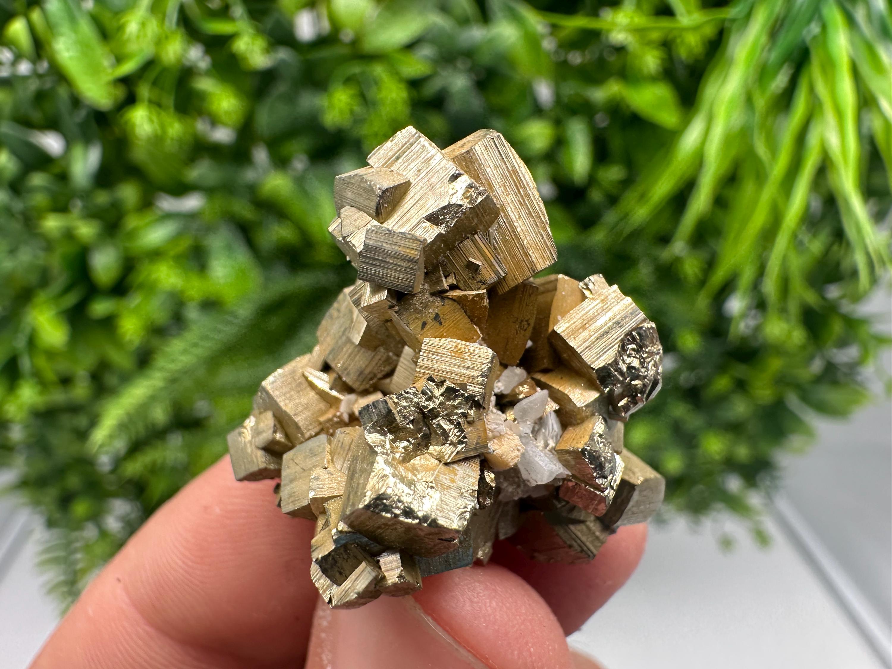 Rainbow Pyrite with Calcite, Natural Mineral Souvenir from Bulgaria