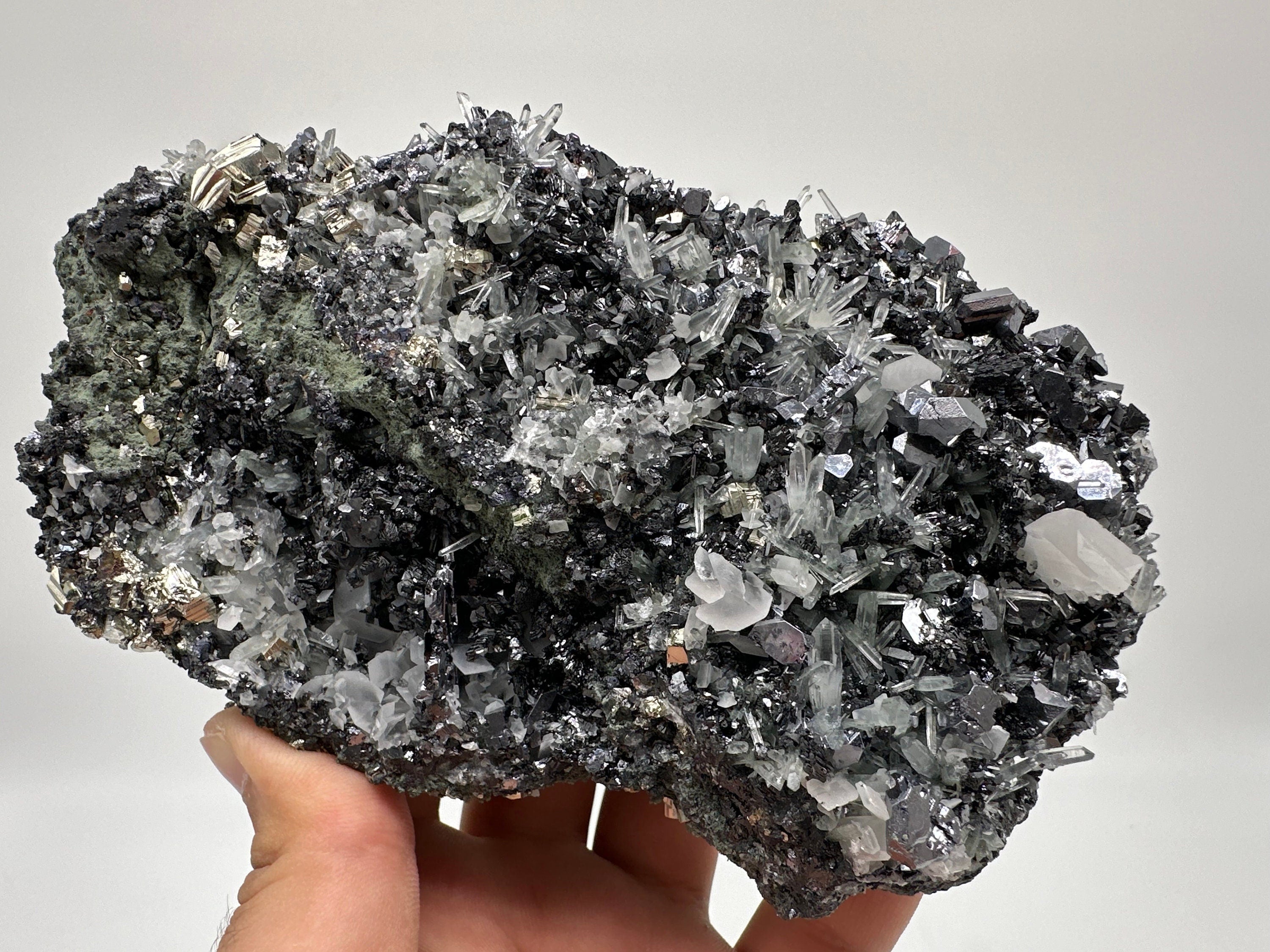 Galena Spinel Law, Sphalerite, Quartz, and Calcite Mineral Specimen