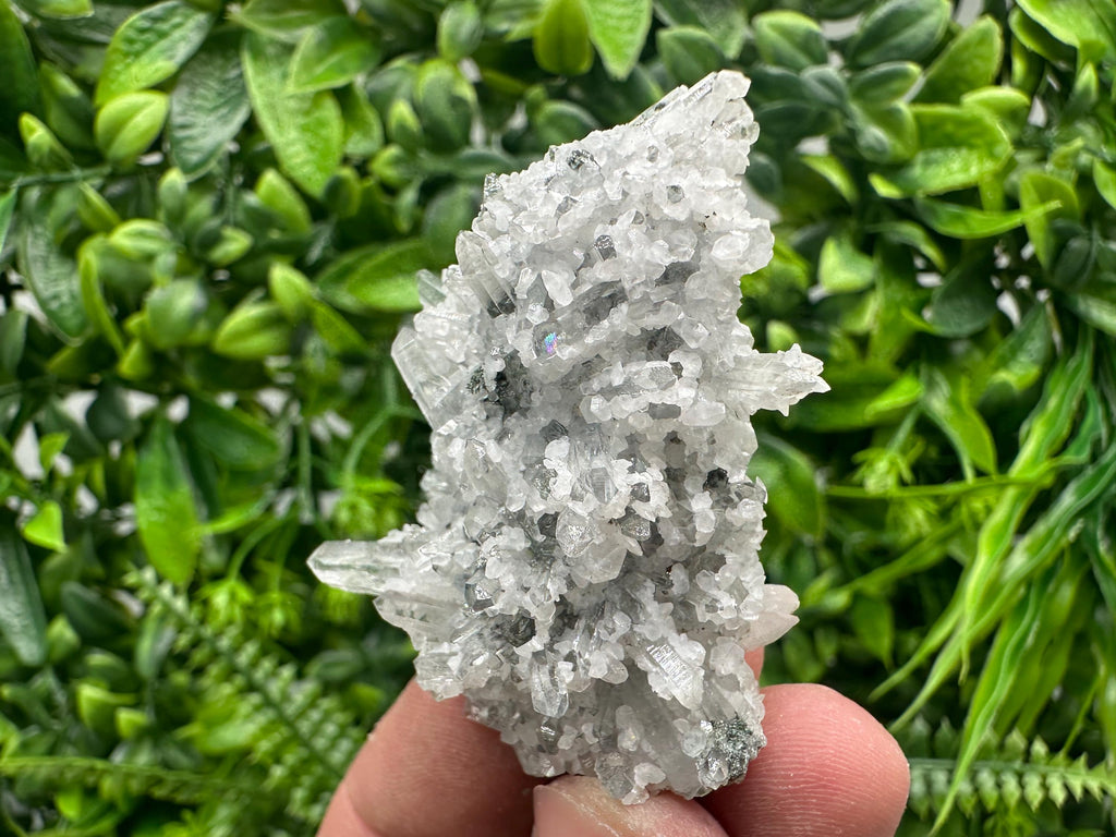 Transparent Quartz on Chlorite Matrix with Calcite, Bulgaria Mineral Specimen