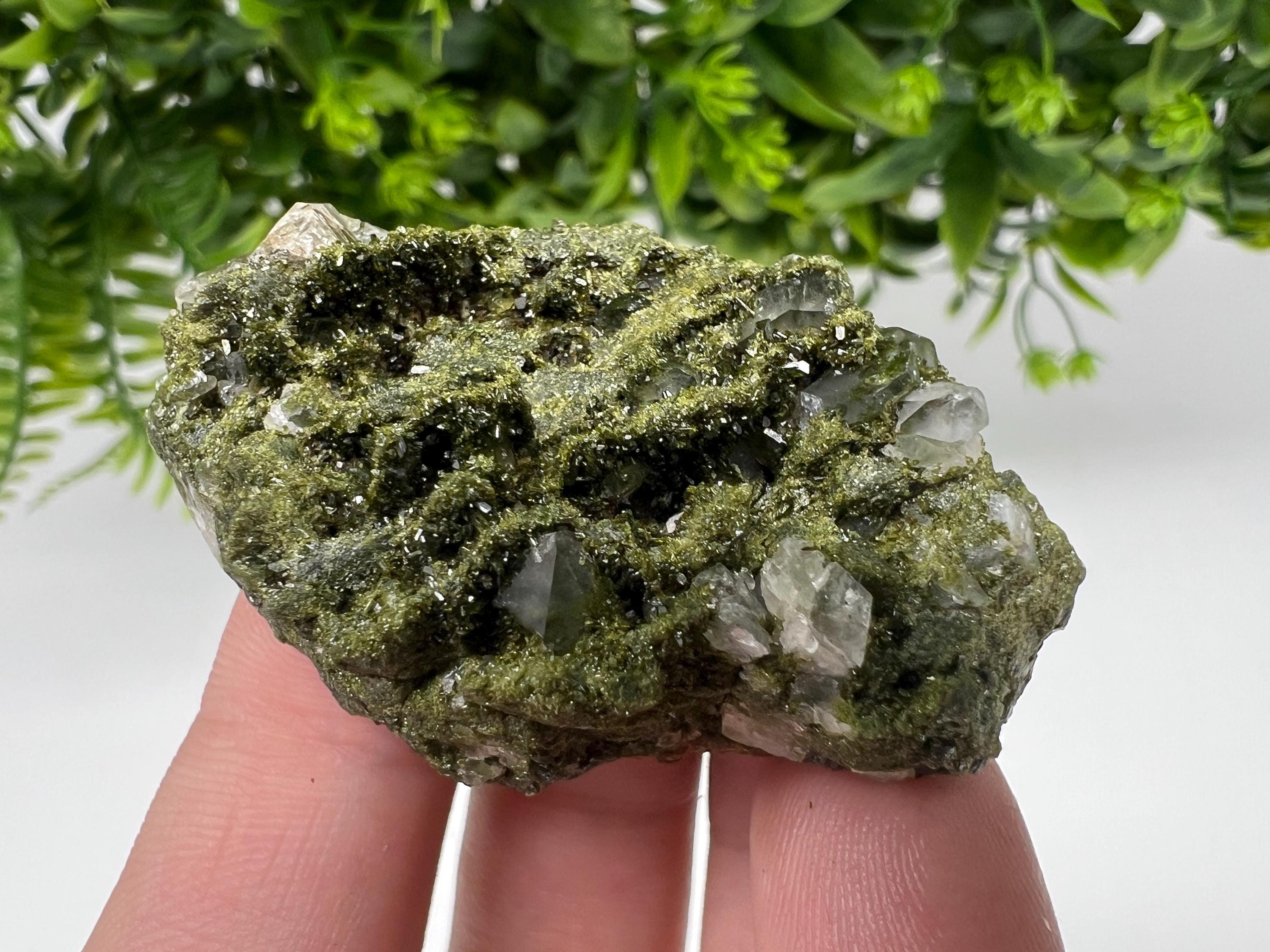 Rare Green Epidote with Quartz Crystals - Eastern Anatolian Turkey