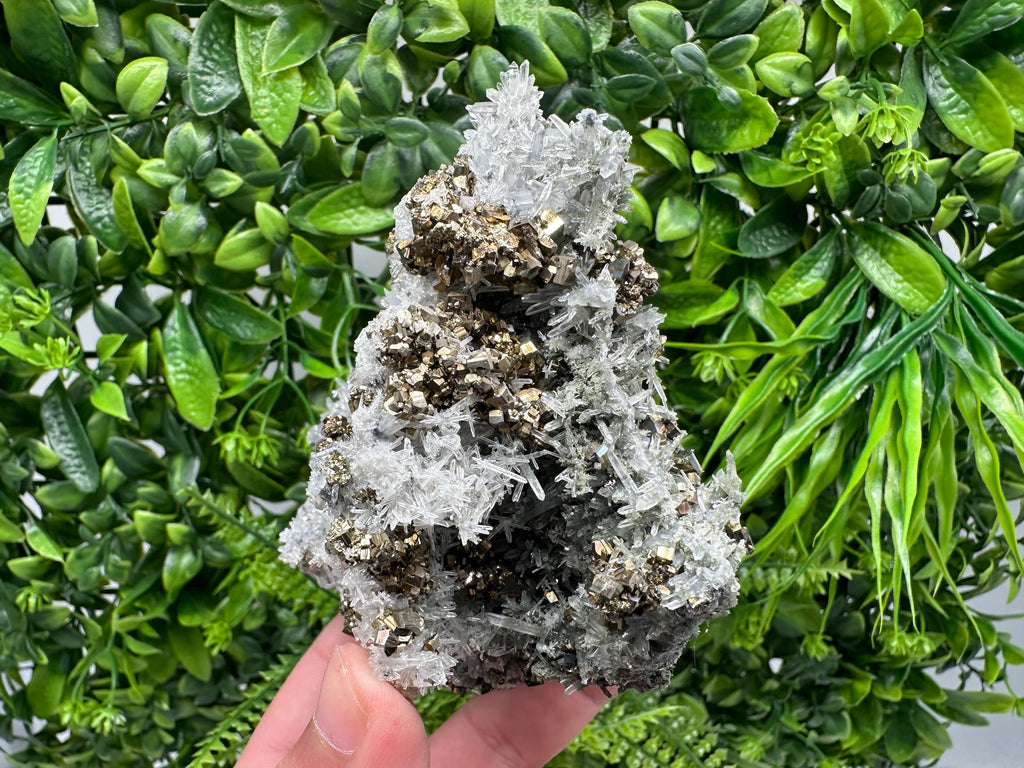 Pyrite on Needle Quartz, Borieva Mine, Bulgaria, Mineral Specimen