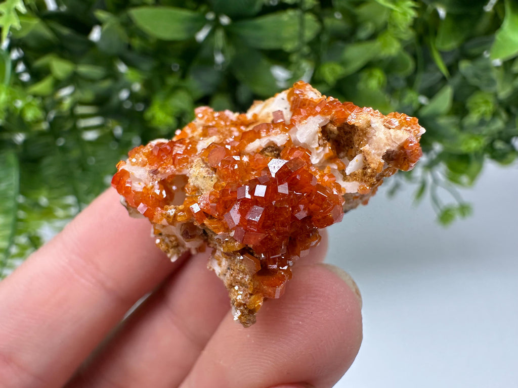 Red Vanadinite on Barite Specimen: Moroccan Crystal Cluster (3.5/3/2cm, 22 grams)