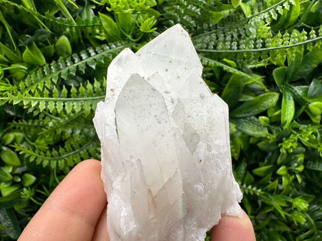 Quartz Cluster with Rhodochrosite and Chlorite Inclusions