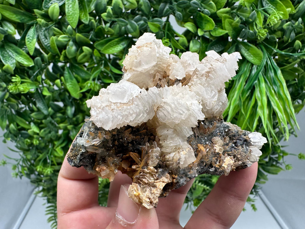 Quartz Crystal with Calcite and Chlorite - Borieva Mine, Bulgaria