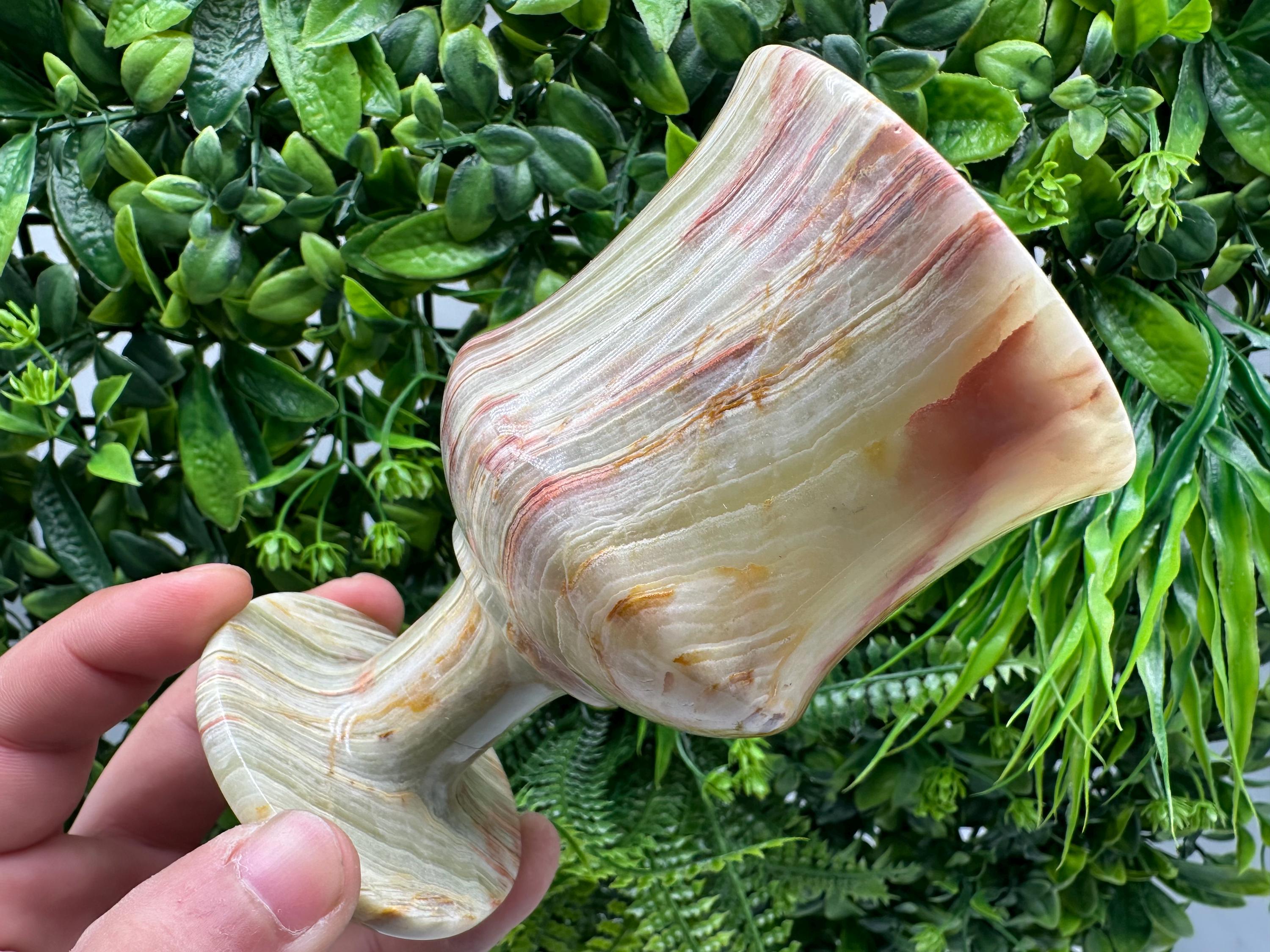 Vintage Onyx Goblet: Natural Stone Wine Cup, Barware (12cm)