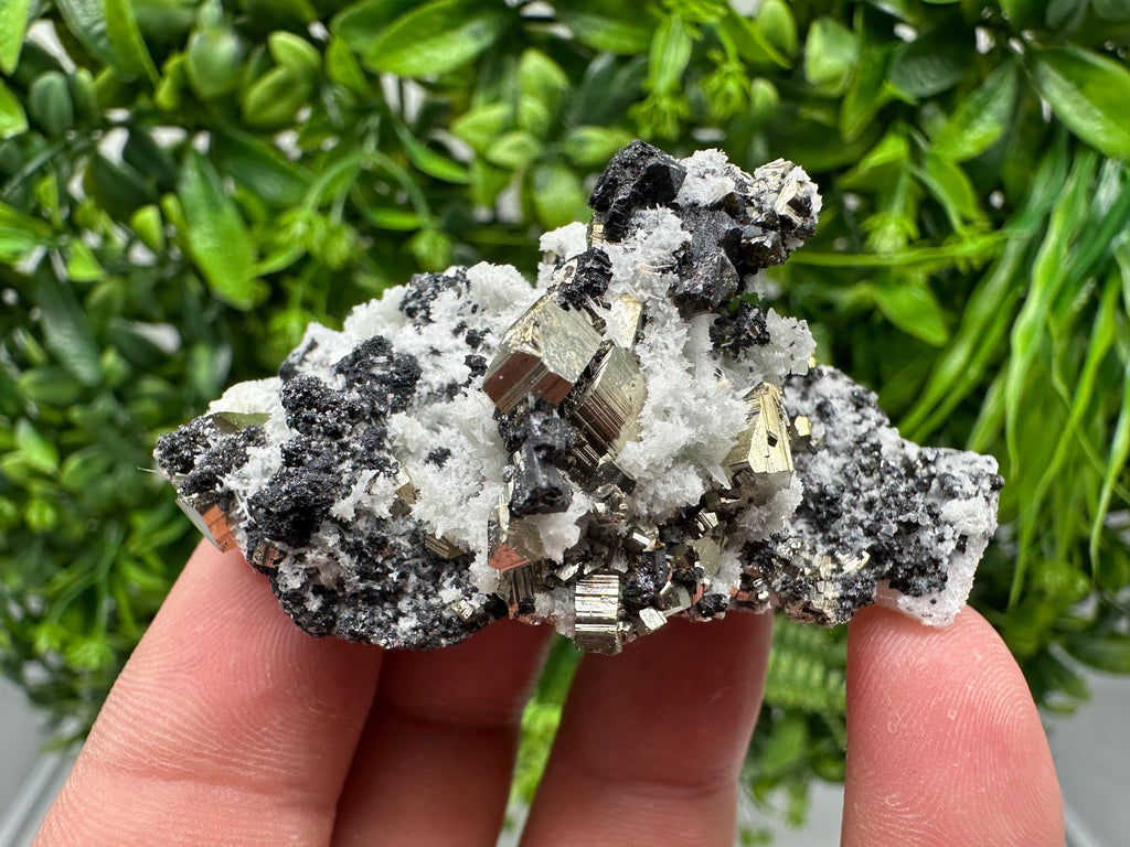 Pyrite Sphalerite Quartz Calcite Mineral Specimen, Bulgaria Crystal Decor