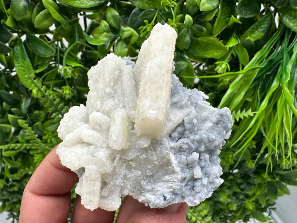 Rare Fluorescent Calcite after Barite on Chalcedony - Androvo Mine, Bulgaria