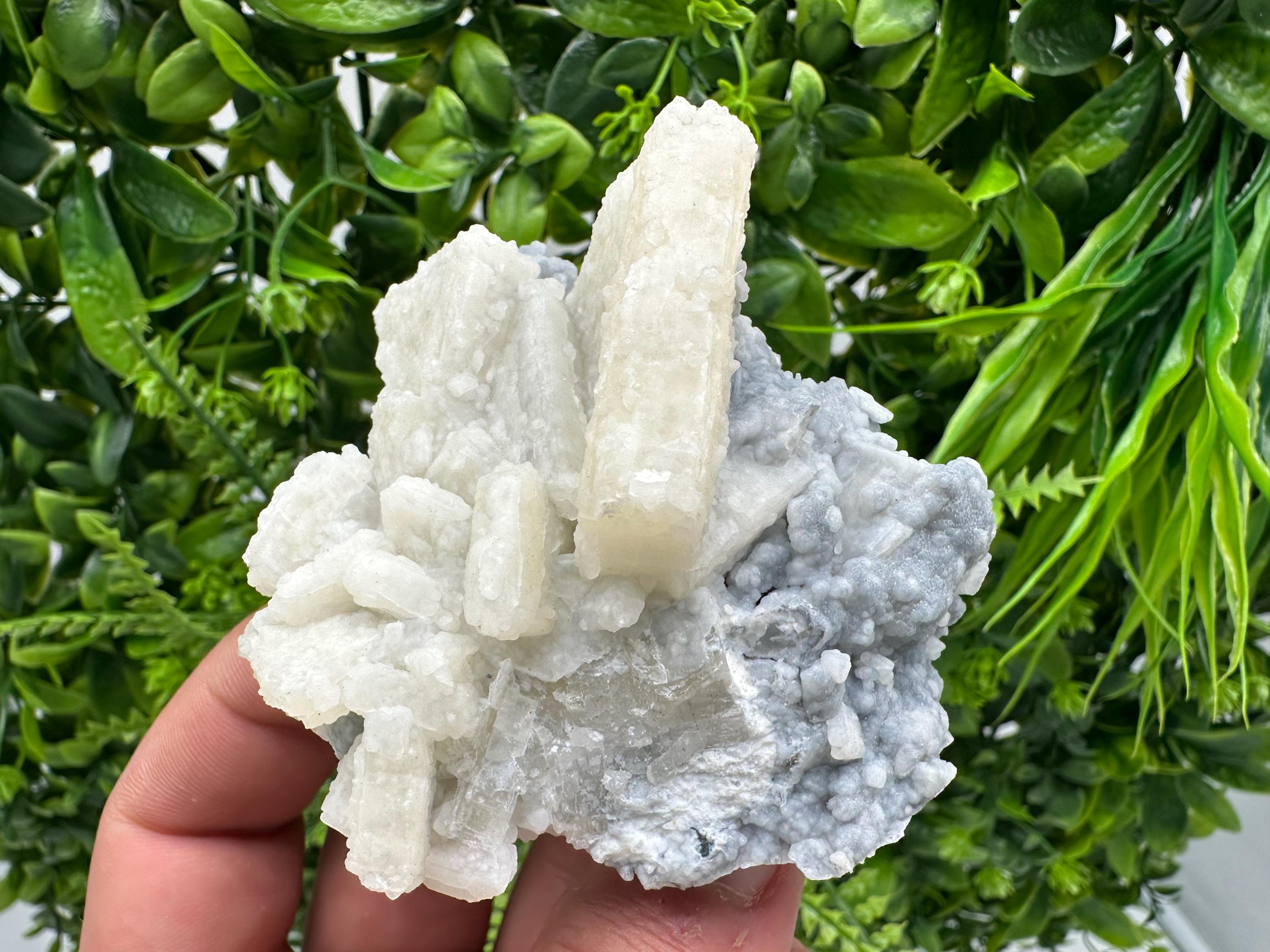Rare Fluorescent Calcite after Barite on Chalcedony - Androvo Mine, Bulgaria
