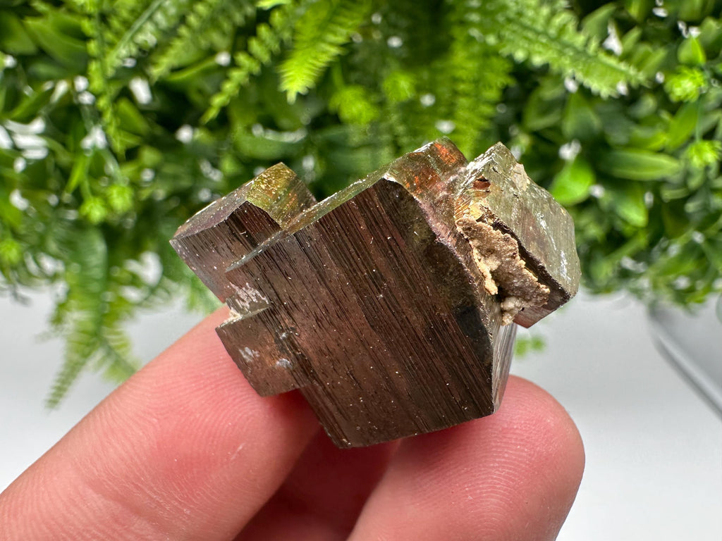 Rainbow Pyrite with Calcite, Natural Mineral Souvenir from Borieva Bulgaria
