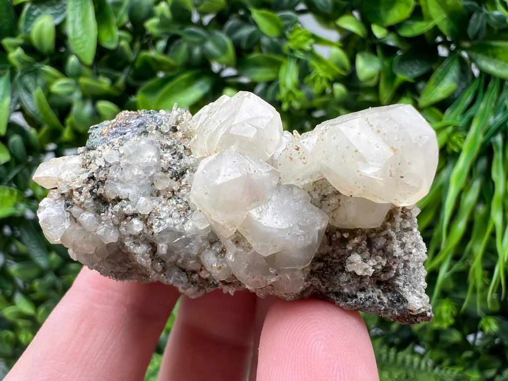 Calcite on Green Quartz Crystal - Borieva Mine, Bulgaria