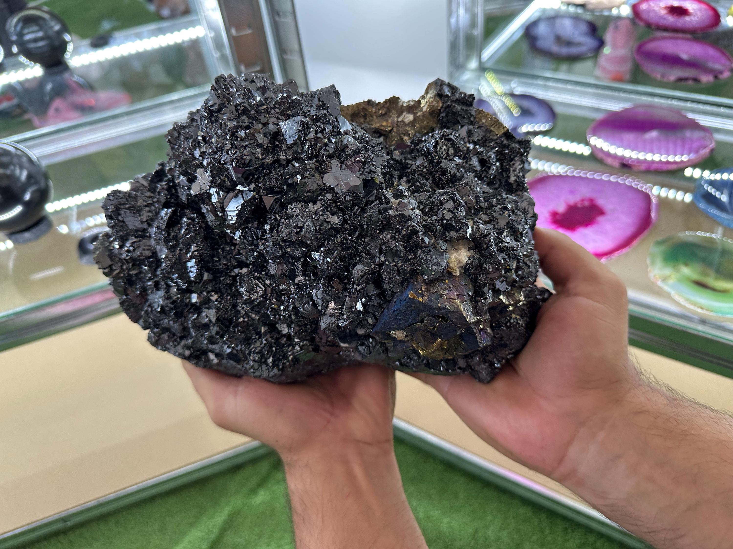 EXTRA LARGE,Incredible Black Sphalerite whit Chalcopyrite,Pyrite,Bornite,Covelline from Borieva mine,Madan,Bulgaria,collection specimen,gift