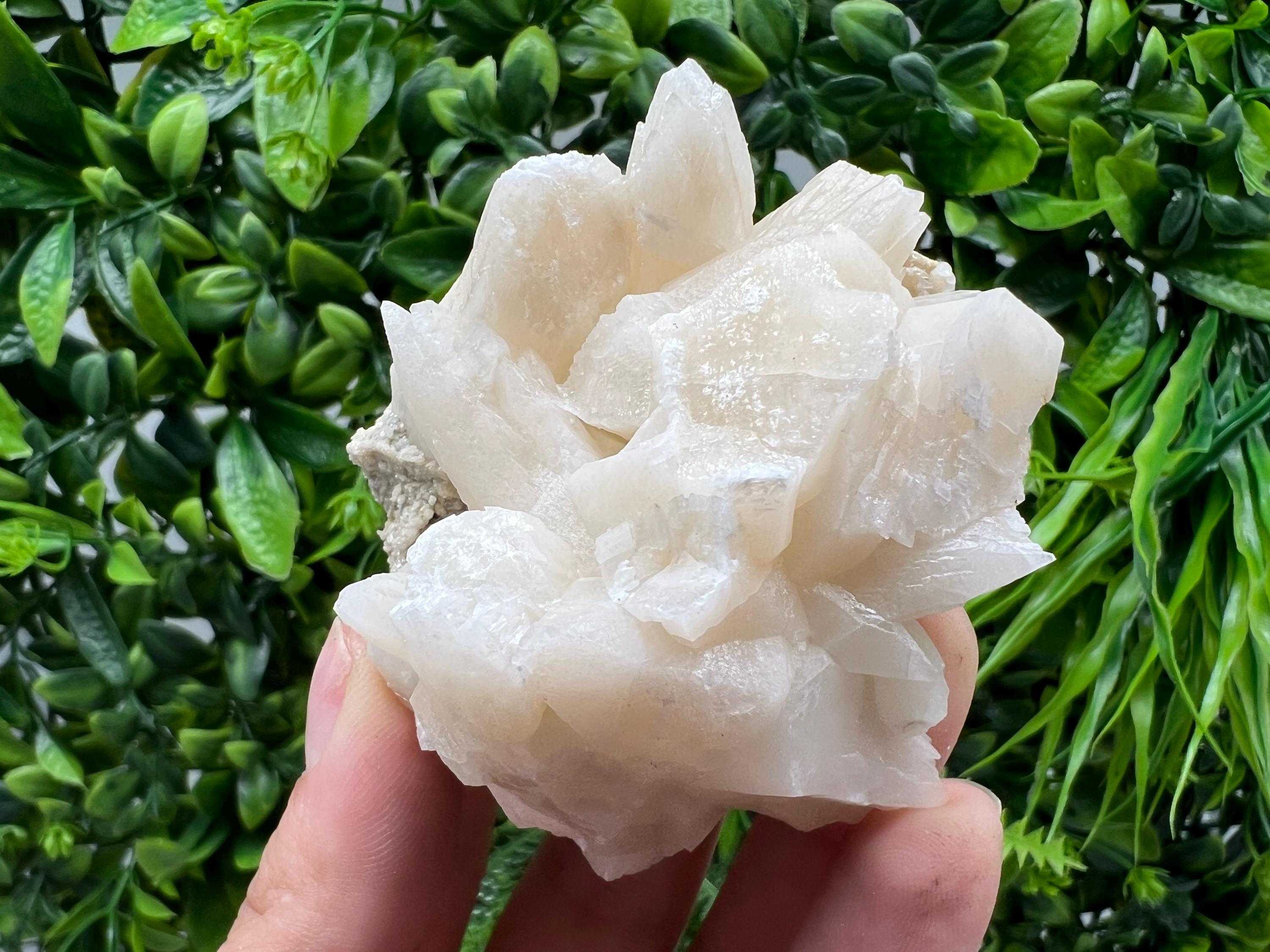 Calcite on Green Quartz: Djurcovo Mine, Bulgaria Healing Crystal