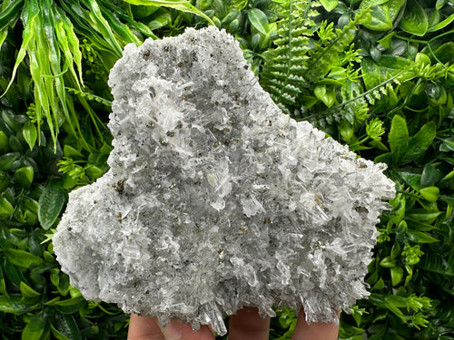 Calcite Pyrite on Quartz Crystal, Borieva Bulgaria Mineral Specimen