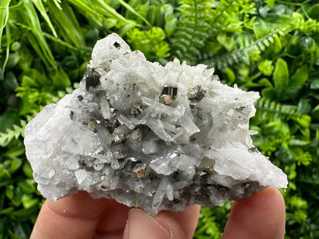 Pyrite Calcite on Quartz, Borieva Bulgaria Mineral Specimen, Home Decor