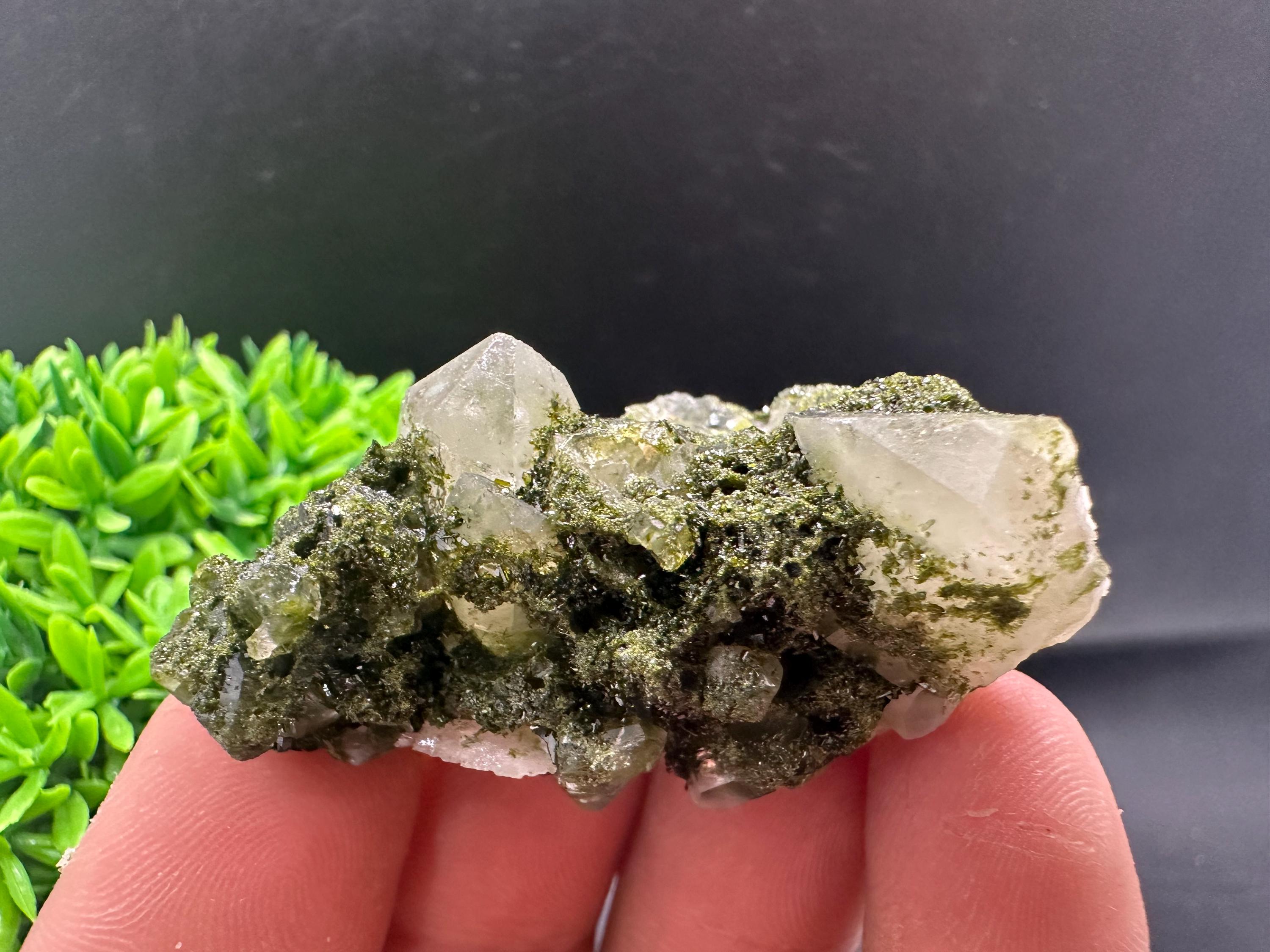 Rare Green Epidote with Quartz Crystals, Eastern Anatolia Turkey