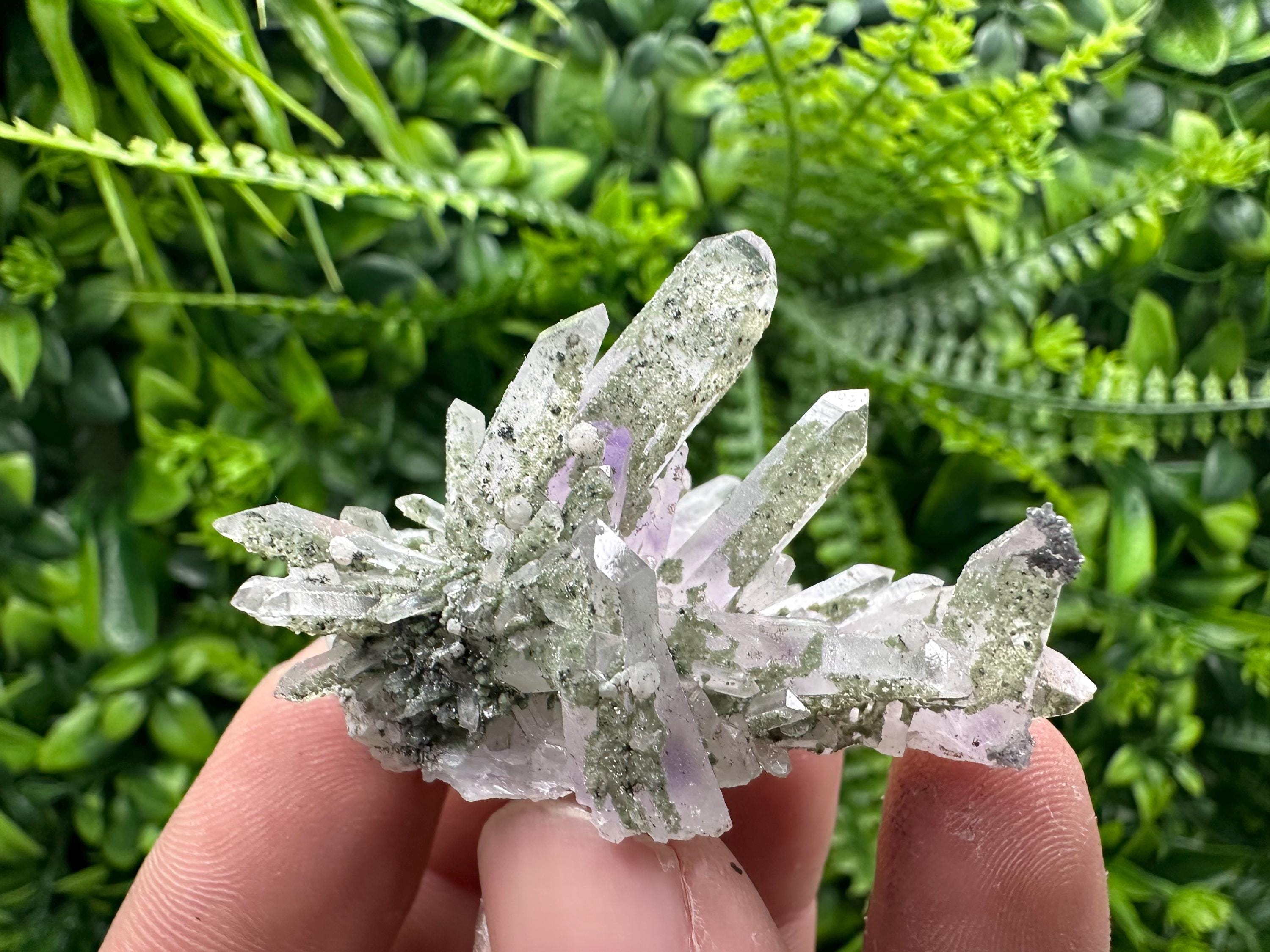 Amethyst Quartz with Calcite and Chlorite, Rare Mineral Specimen