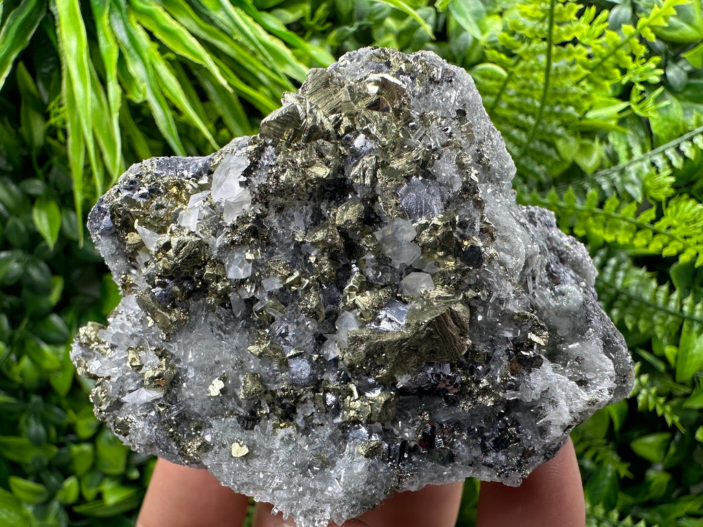 Chalcopyrite Galena on Quartz with Chlorite - Madan Bulgaria Crystal Decor