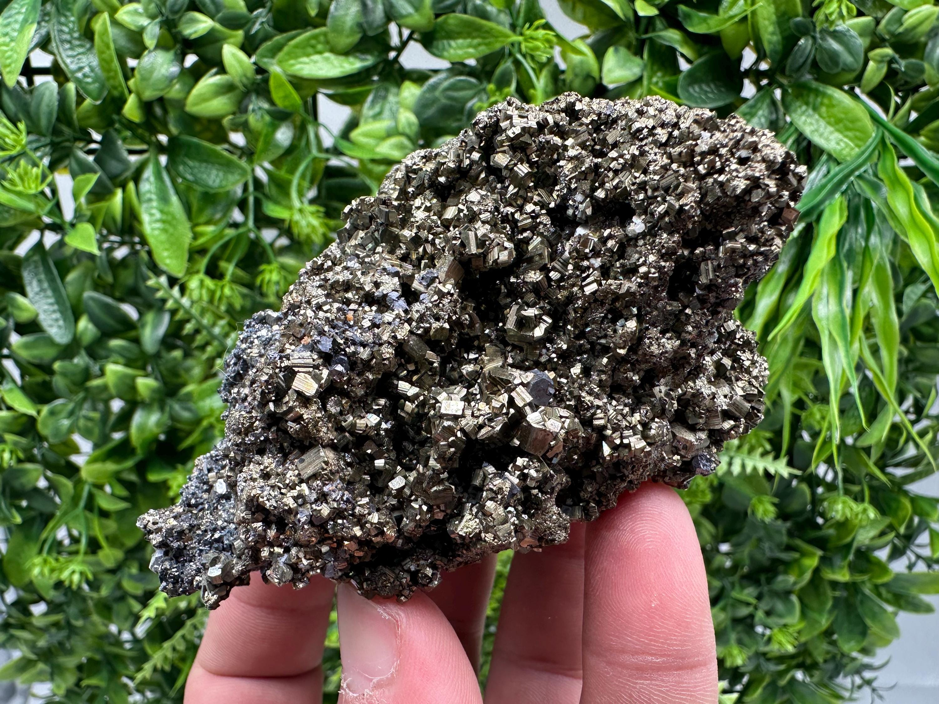 Rainbow Pyrite with Calcite, Natural Mineral Souvenir, Bulgaria