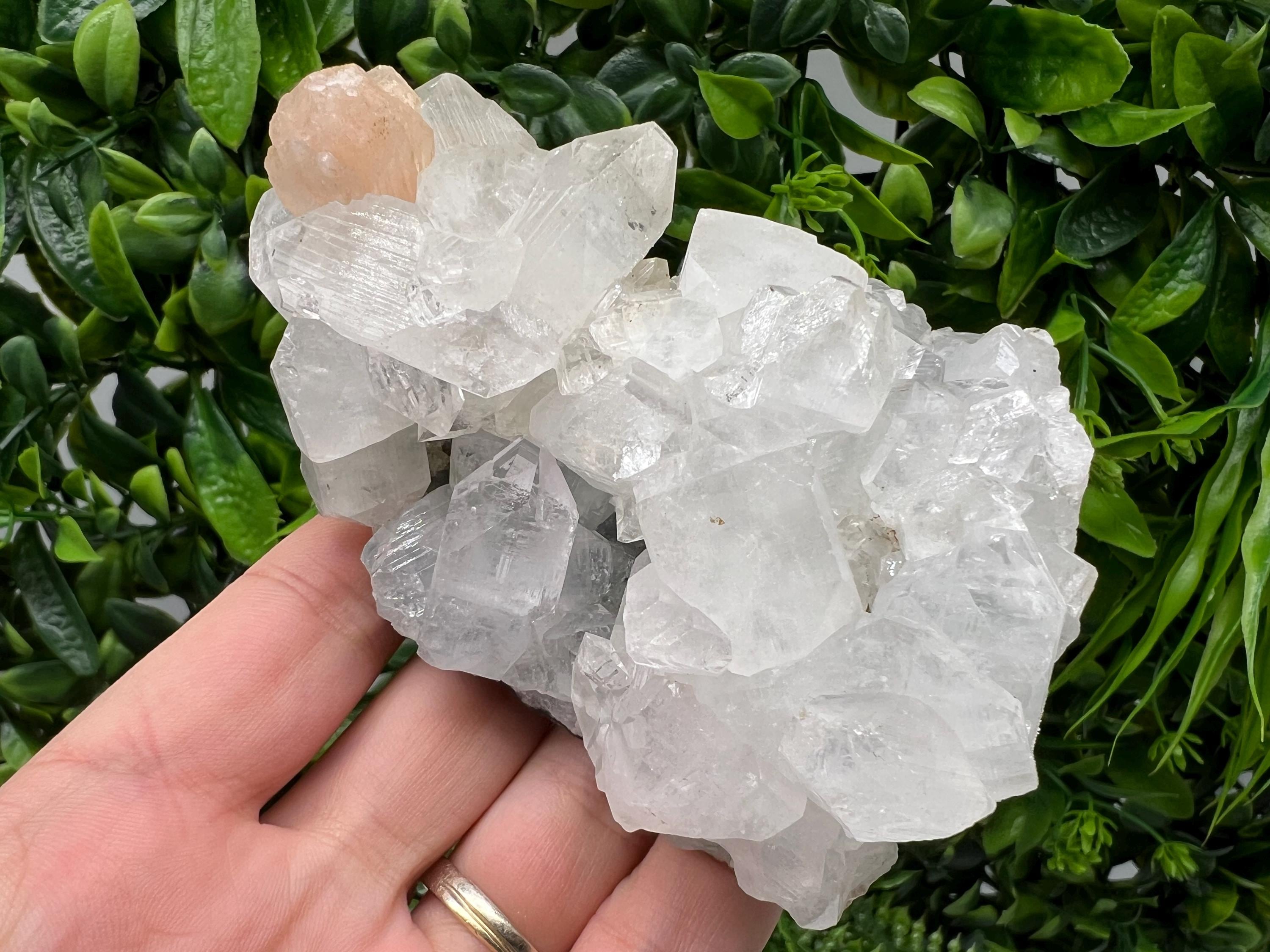 Apophyllite Stilbite on Chalcedony: Natural Mineral Specimen, India