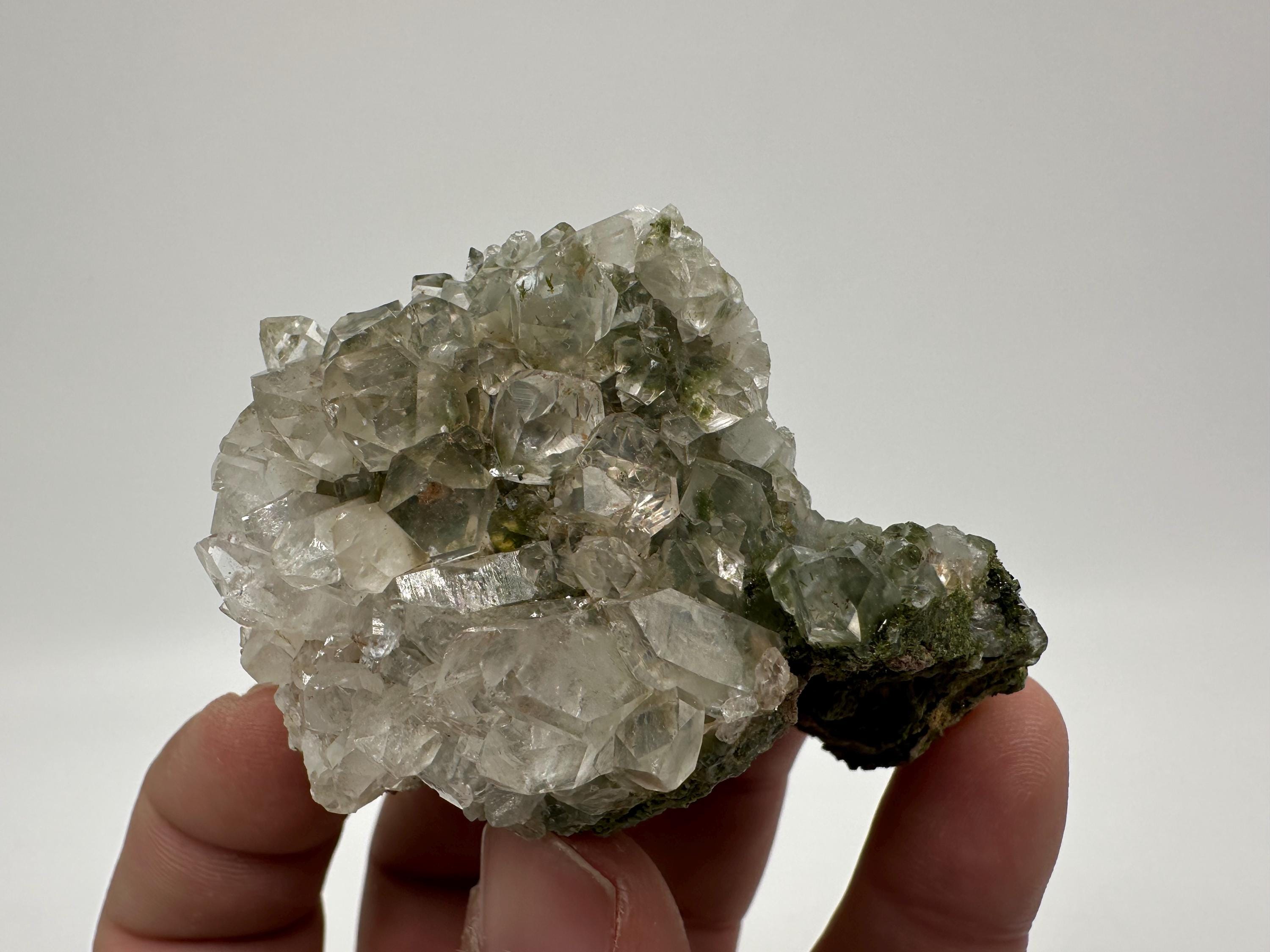 Rare Green Epidote Quartz Crystal Cluster - Eastern Anatolia, Turkey