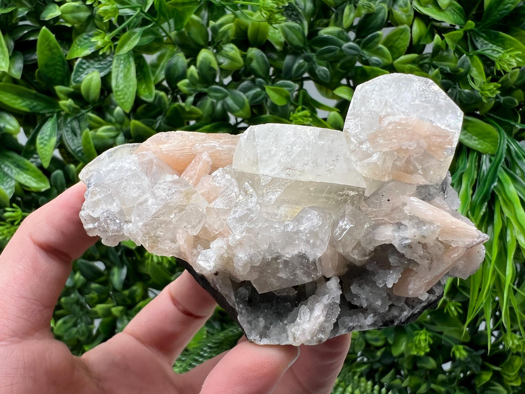 Apophyllite Stilbite on Chalcedony, Natural Crystal Specimen, India