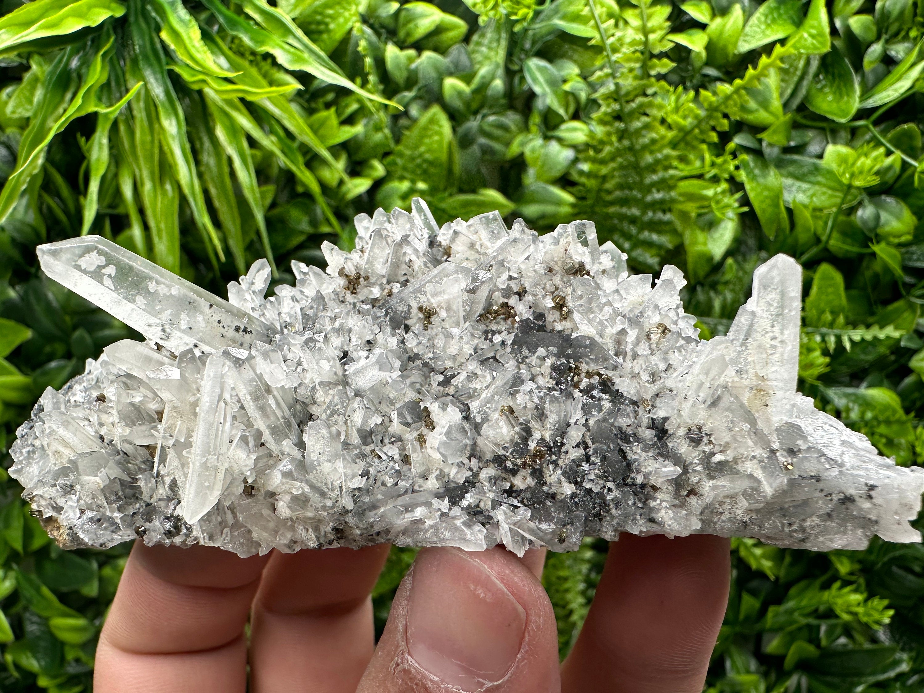 Pyrite on Quartz with Calcite, Borieva Mine Crystal Specimen