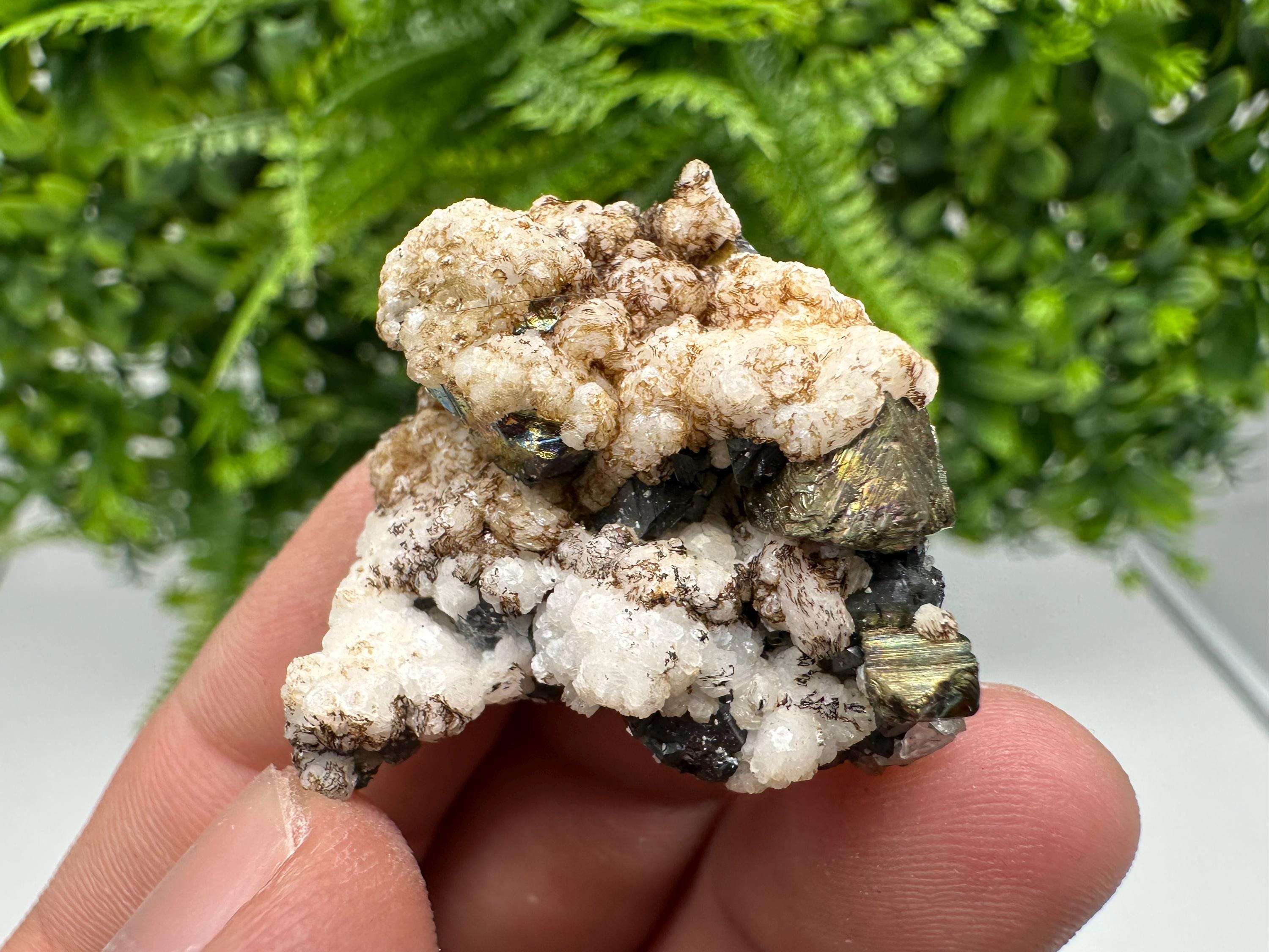 Calcite on Spinel Galena, Krushev dol Mine, Bulgaria