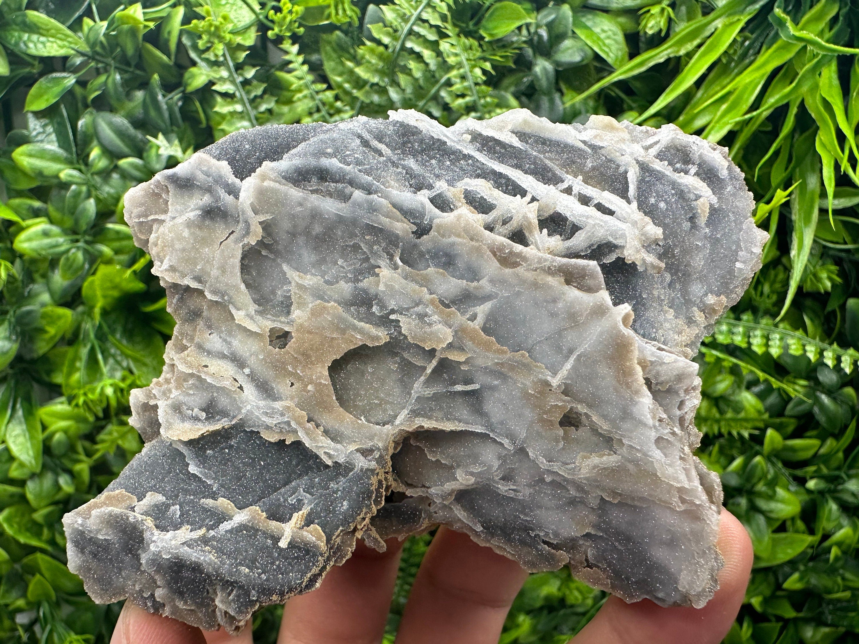 Blue Chalcedony Quartz with Chlorite Inclusions, Bulgaria Mineral Specimen