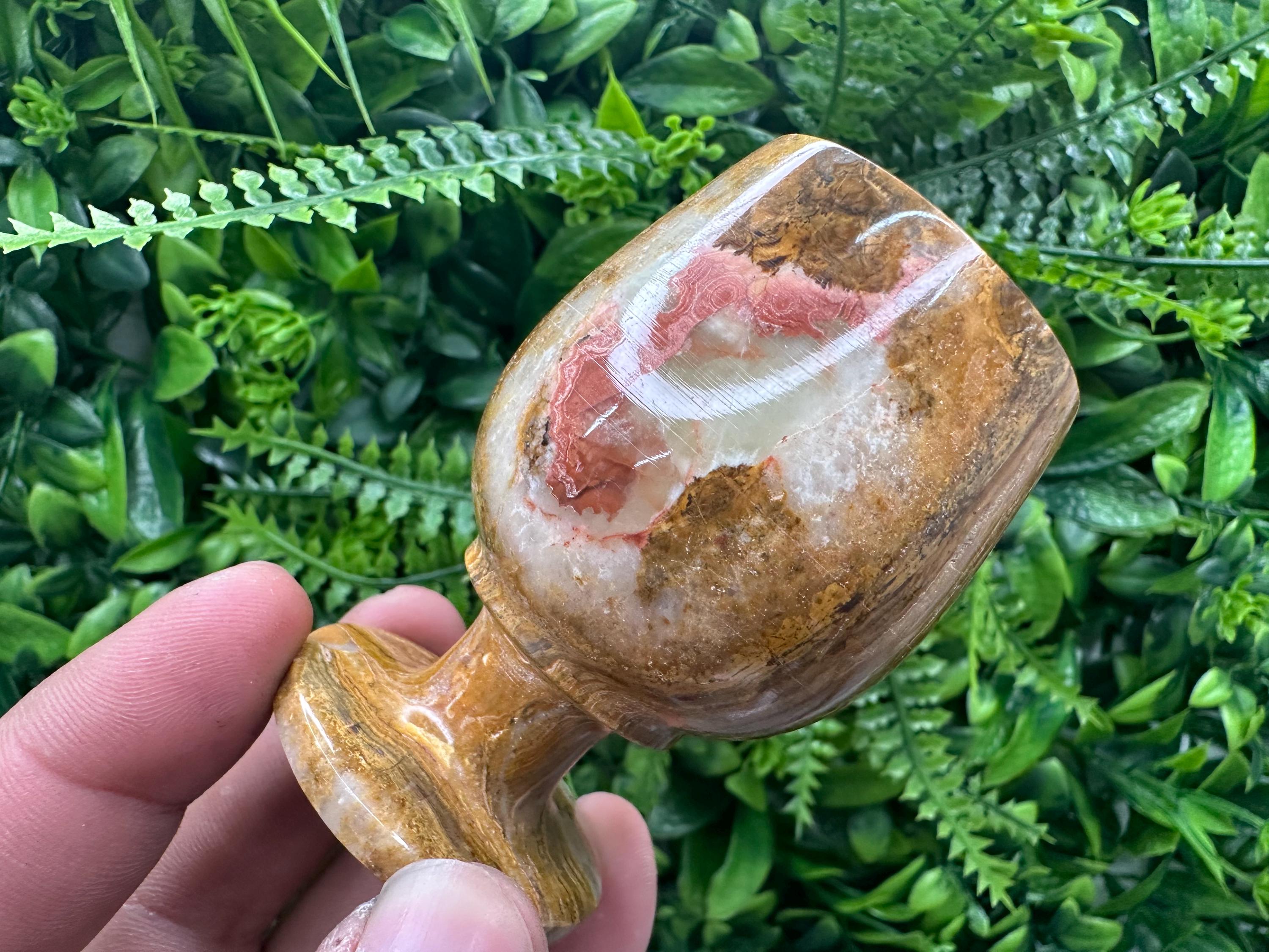 Vintage Natural Onyx Goblet: Unique Stone Wine Cup