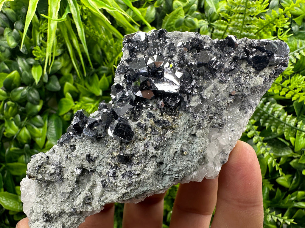 Skeletal Galena on Quartz with Pyrite - Bulgaria Crystal Decor