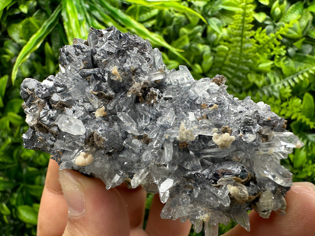 Spinel Galena on Transparent Quartz Mineral Specimen