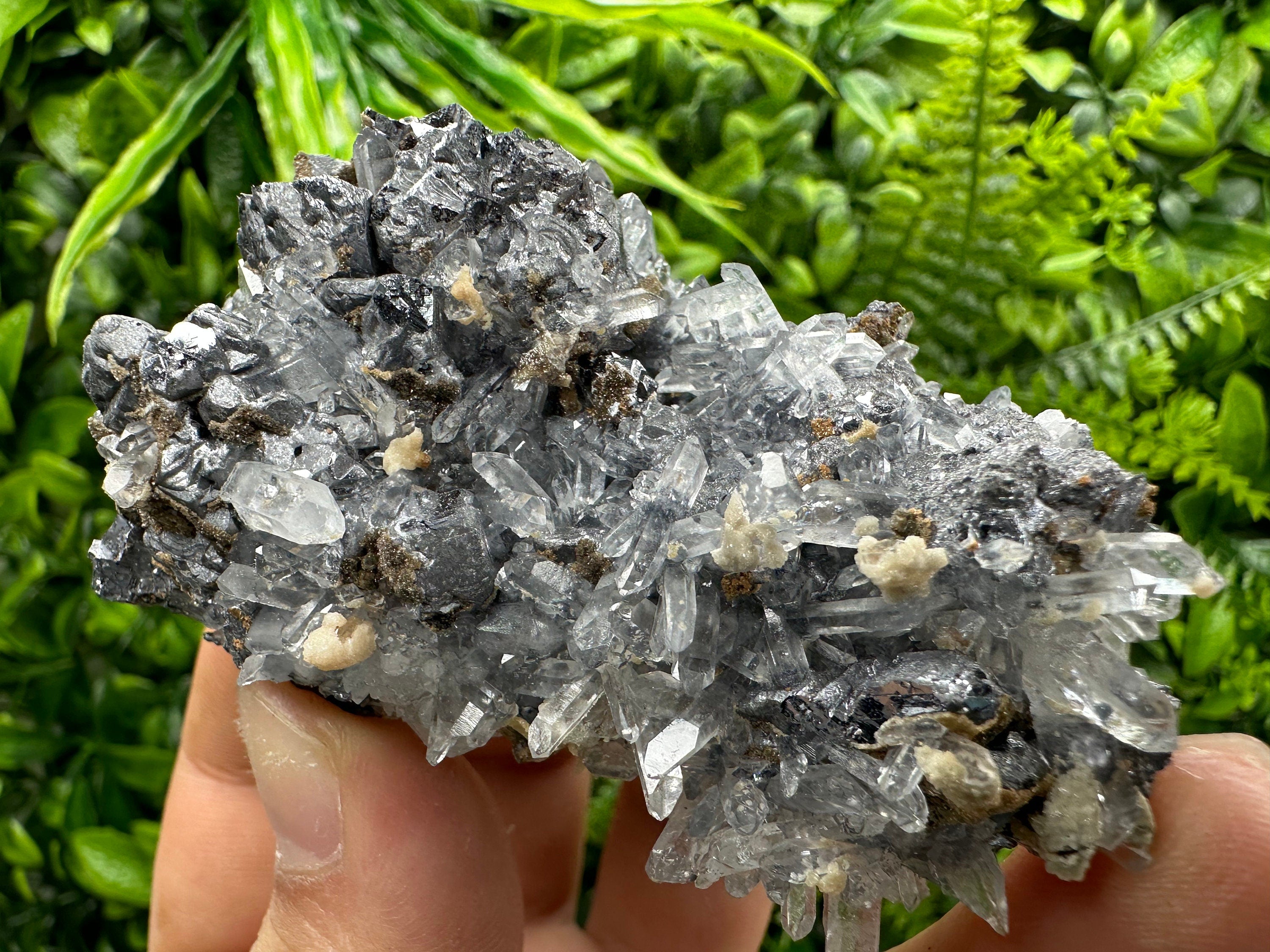 Spinel Galena on Transparent Quartz Mineral Specimen