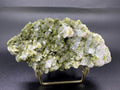 Rare Green Epidote with Quartz Crystals: Sparkly Rainbow Mineral Decor