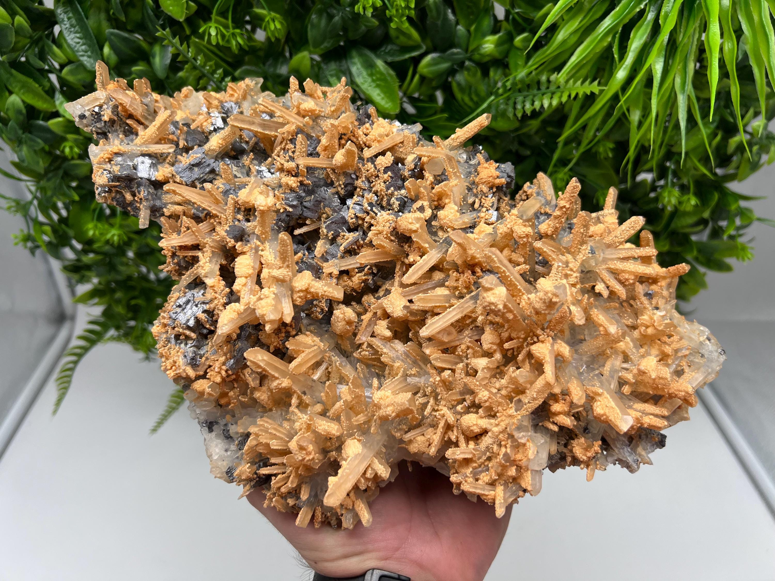 Collection Skeleral GALENA on Transparent Quartz whit Brown Calcite,natural,collectibles mineral specimen,home decor stone,gift,collection