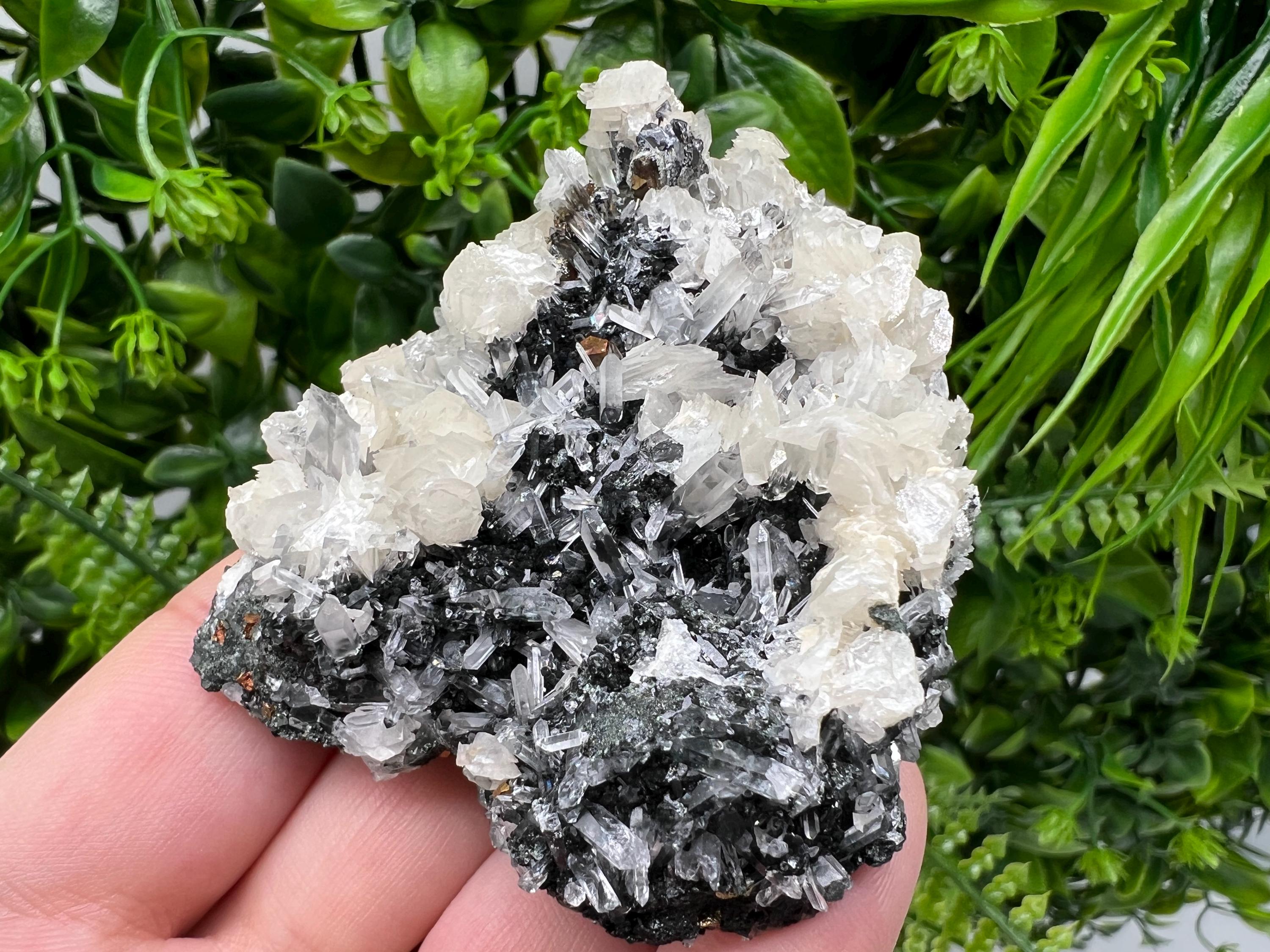 Calcite on Quartz Specimen: Borieva Mine, Bulgaria
