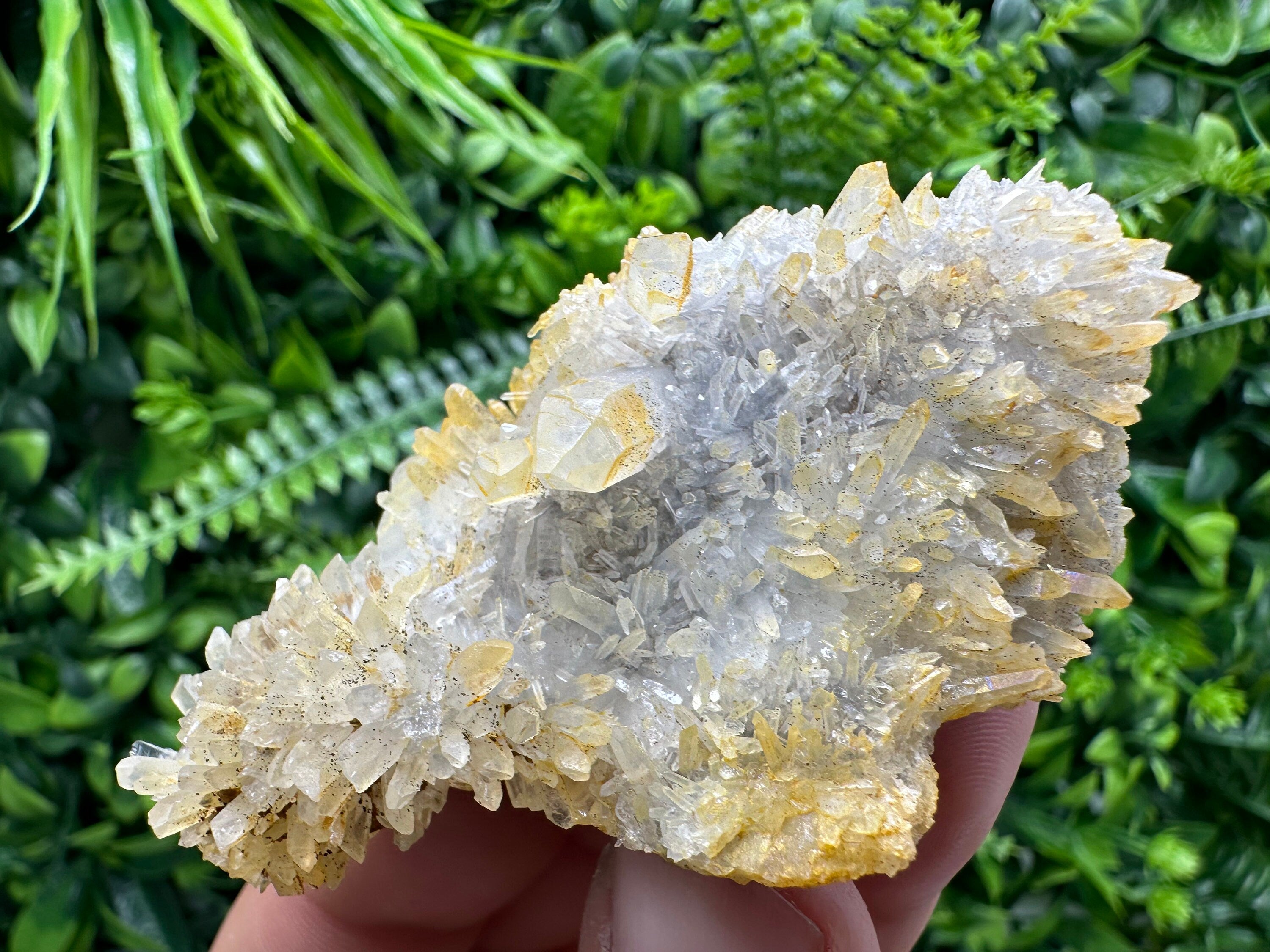 Transparent Quartz Cluster with Mineral Inclusions, Bulgaria
