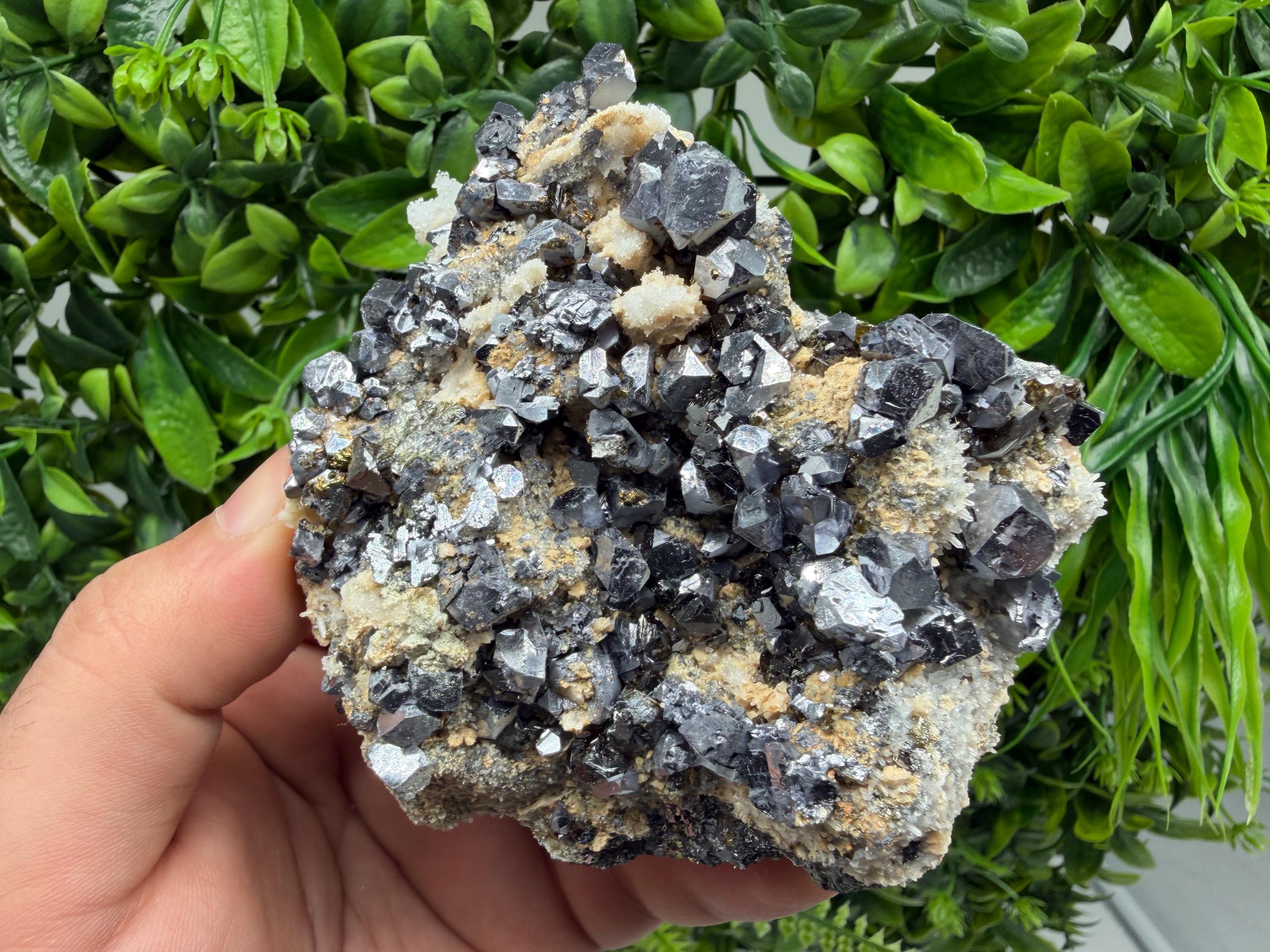 Sphalerite Cleiopfane on Quartz Mineral Specimen, Krushev Dol Mine, Bulgaria Home Decor Stone