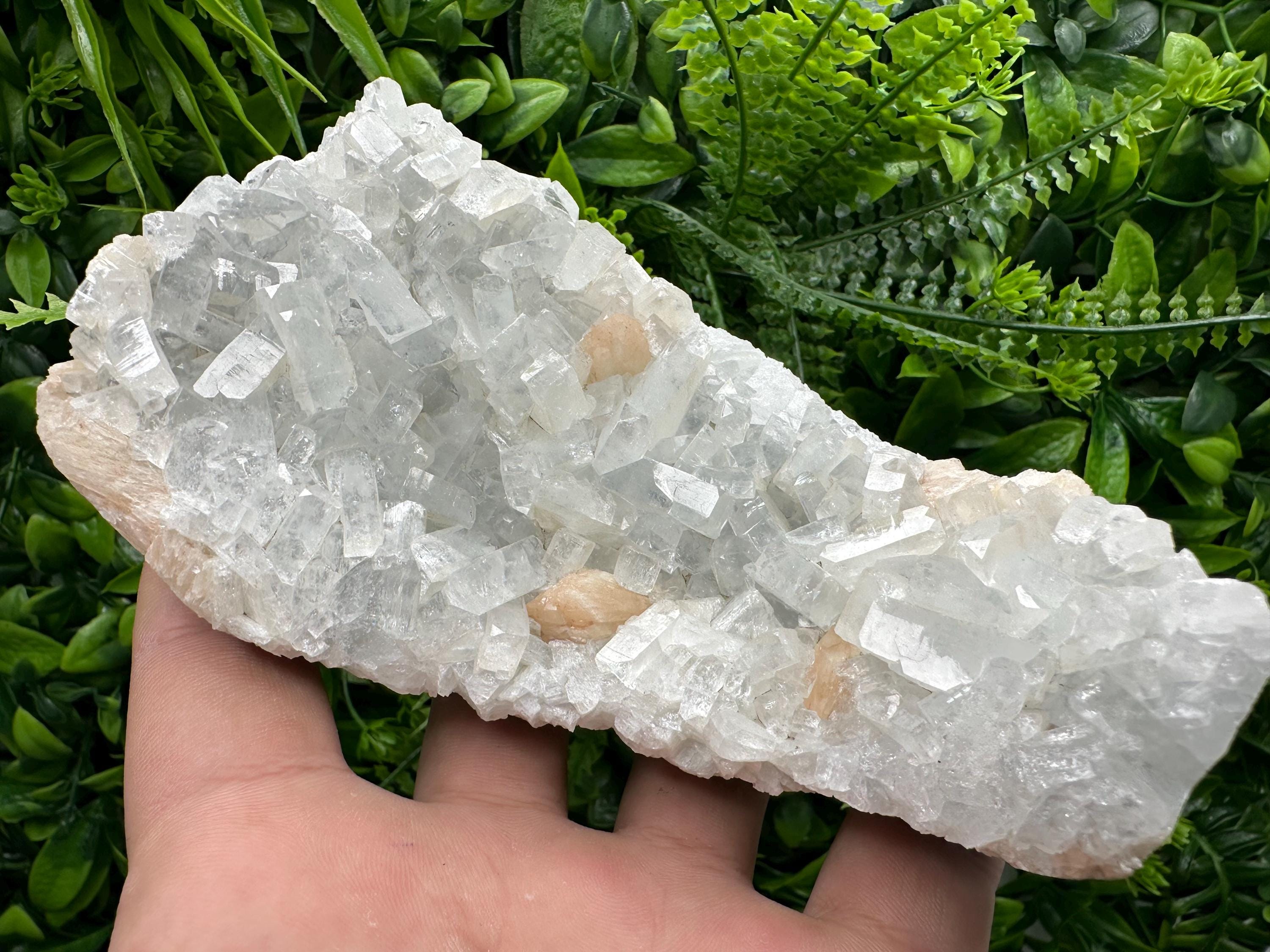 Apophyllite Stilbite on Chalcedony, Natural Mineral Specimen, India